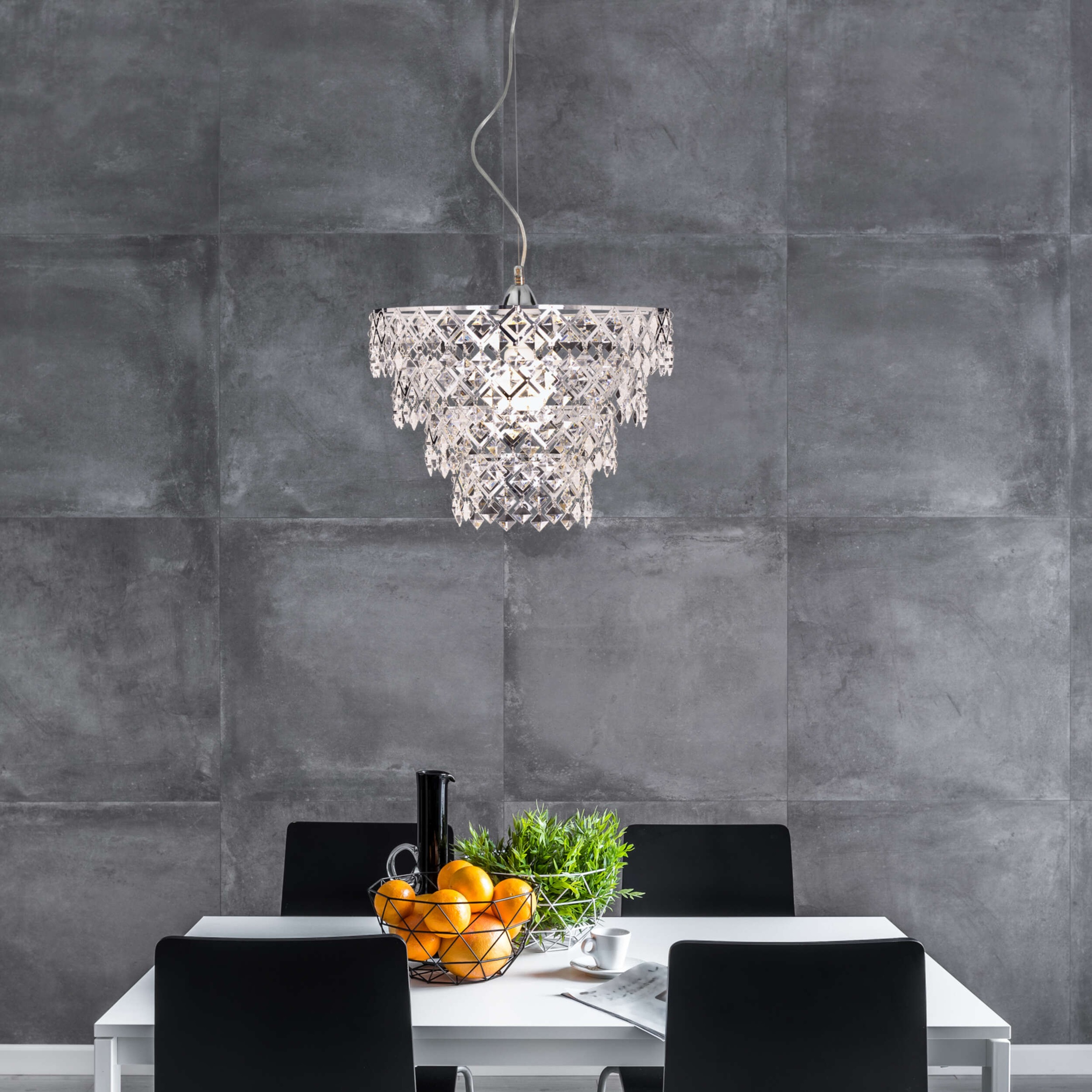 näve Pendelleuchte »Fancy«, 1 flammig, Leuchtmittel E27 | ohne Leuchtmittel, 1x E27 exkl. max. 40 W, mit Acrylbehang in Kristallform, Höhe 120cm