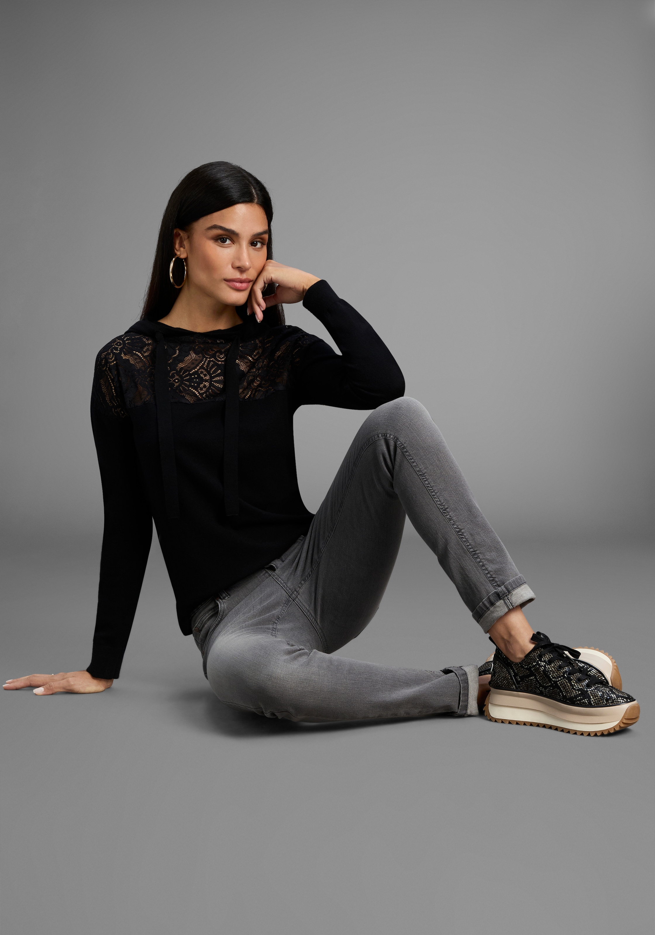Laura Scott Kapuzenpullover, mit Spitze - NEUE KOLLEKTION