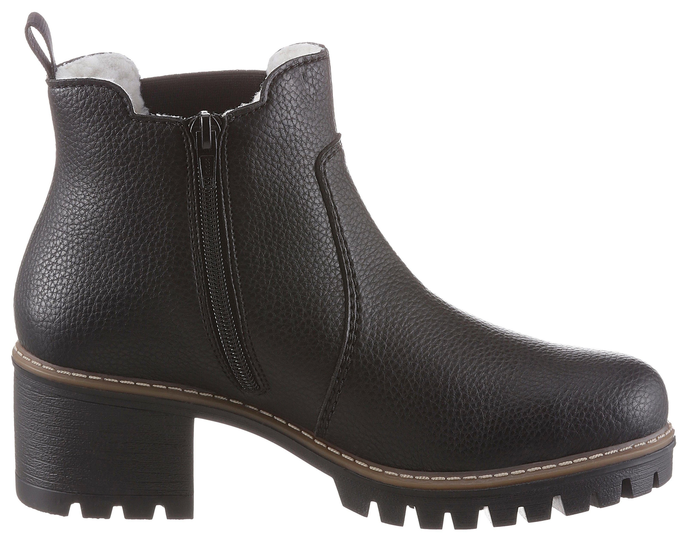 Rieker Chelseaboots, Stiefelette, Boots, Blockabsatz, mit Struktur am Obermaterial