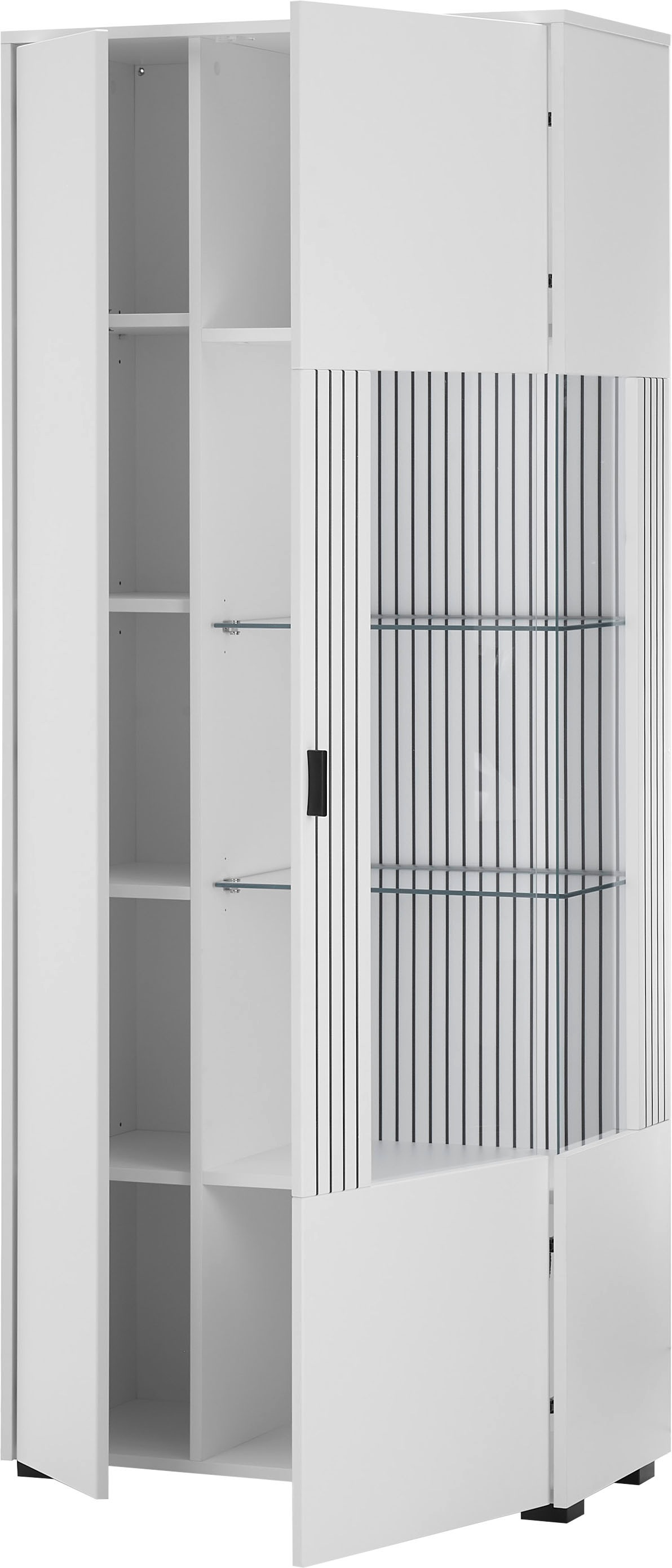 INOSIGN Vitrine »Hudson, Stauraumvitrine«, in moderner Trendfarbe, Griffe aus Metall (Schwarz), Höhe 180 cm