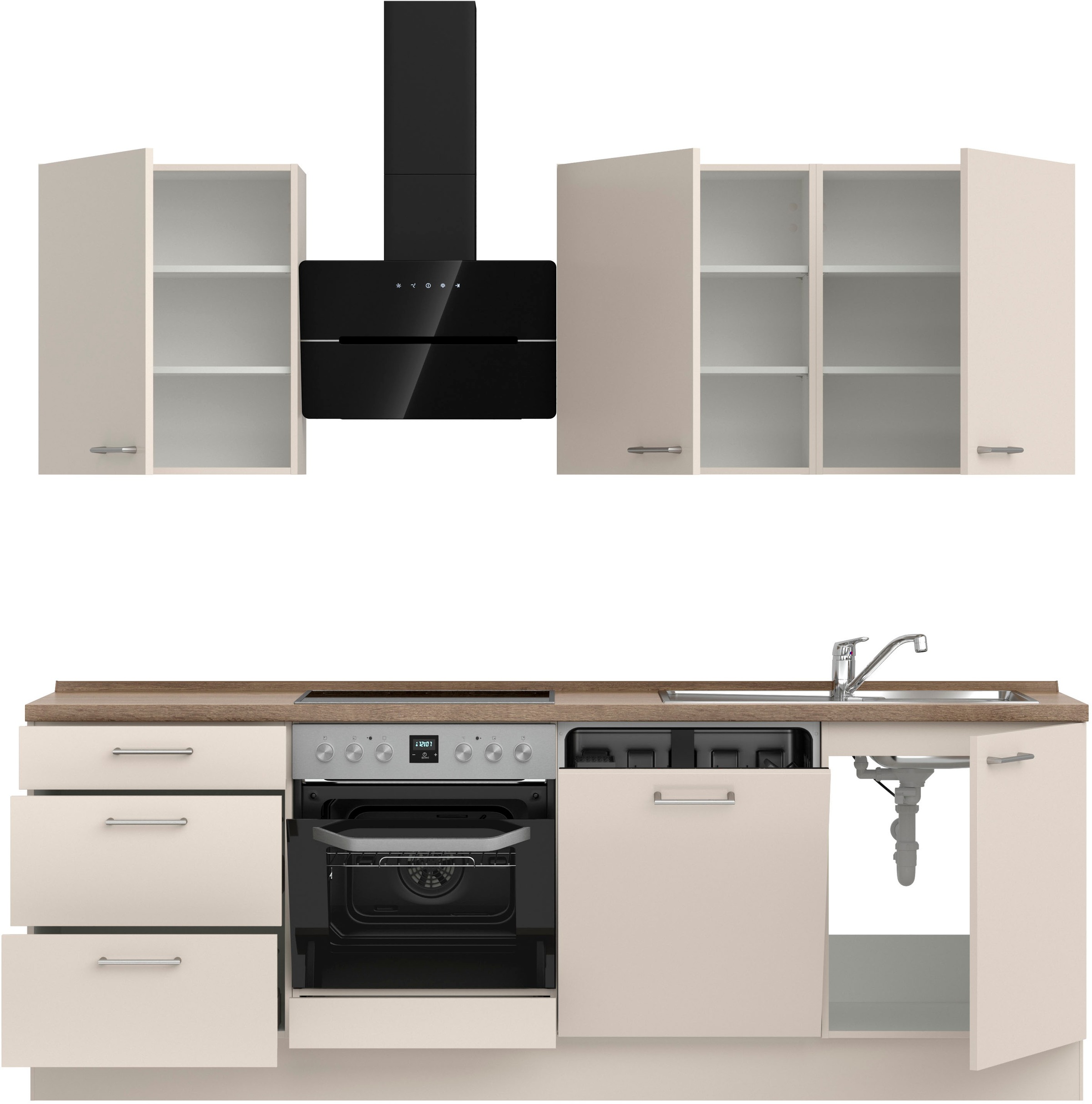 nobilia® Küchenzeile »"Laser II"«, vormontiert, Ausrichtung wählbar, Breite 240 cm, wahlw. mit E-Geräten