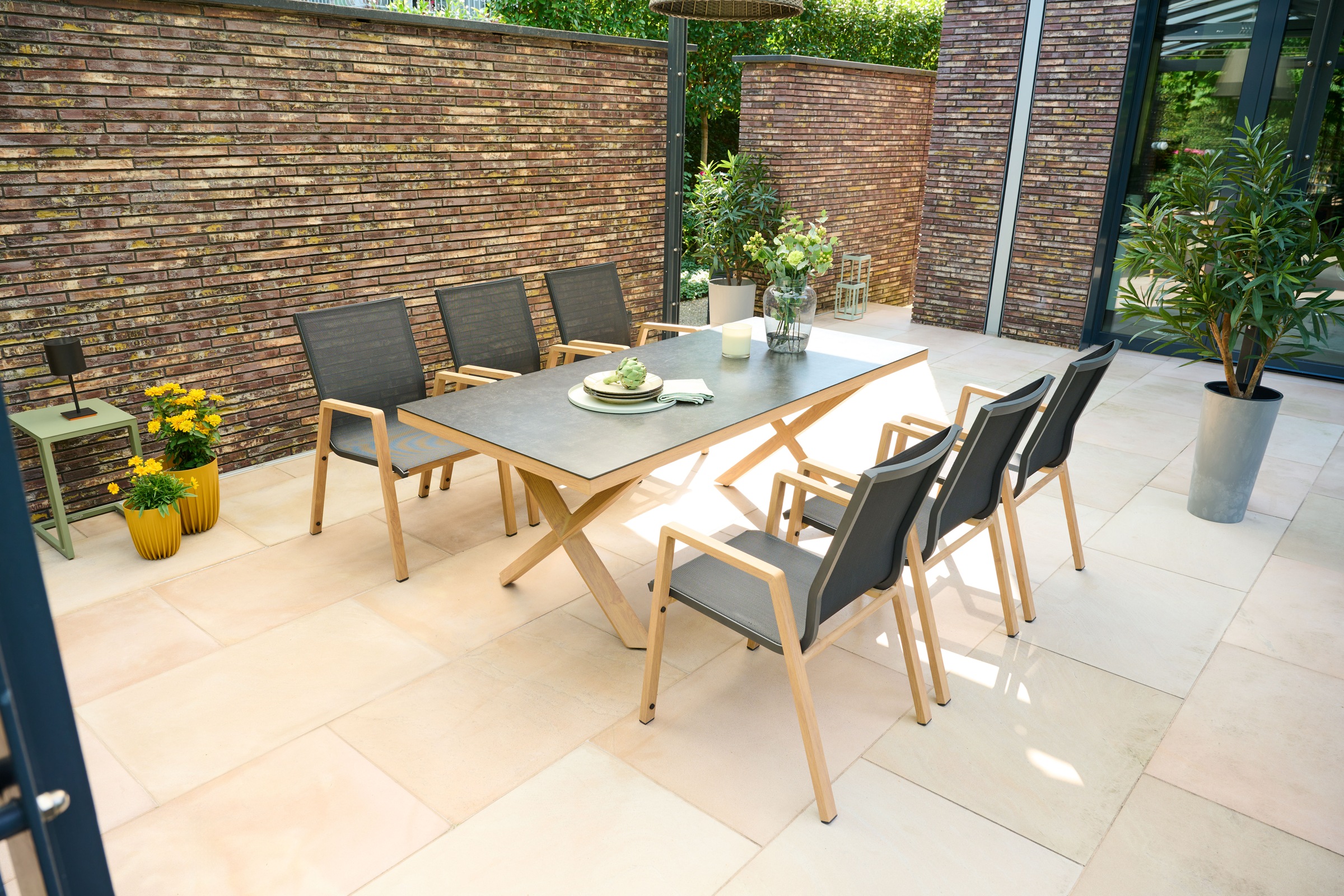 Siena Garden Gartensessel »CATANIA Stapelsessel« Aluminiumgestell in teaklook, Ranotex® Bezug