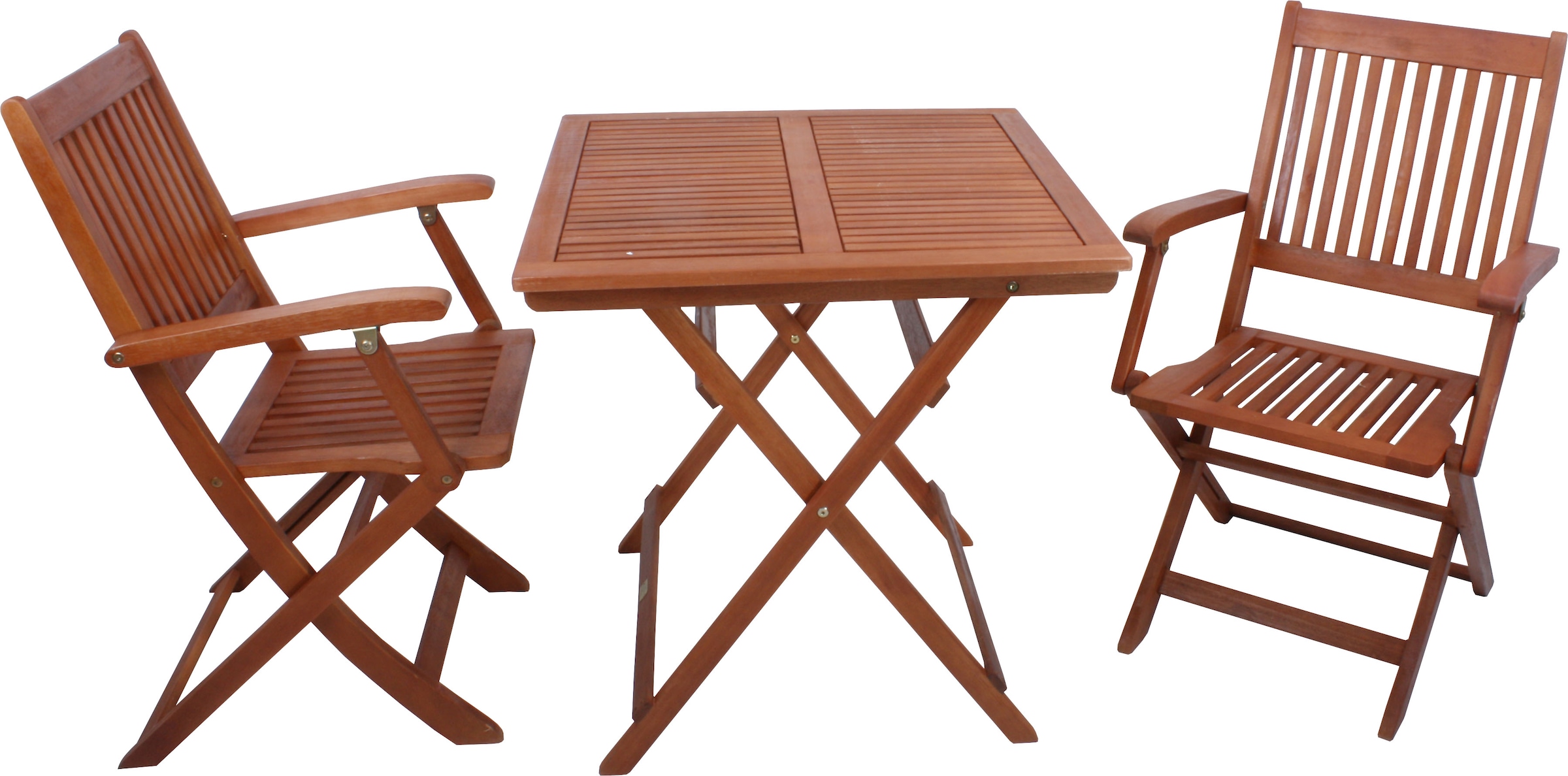 Balkonset »»SEATTLE««, 2 Stühle (klappbar), Tisch LxB: 70x70 cm, Eukalyptus geölt