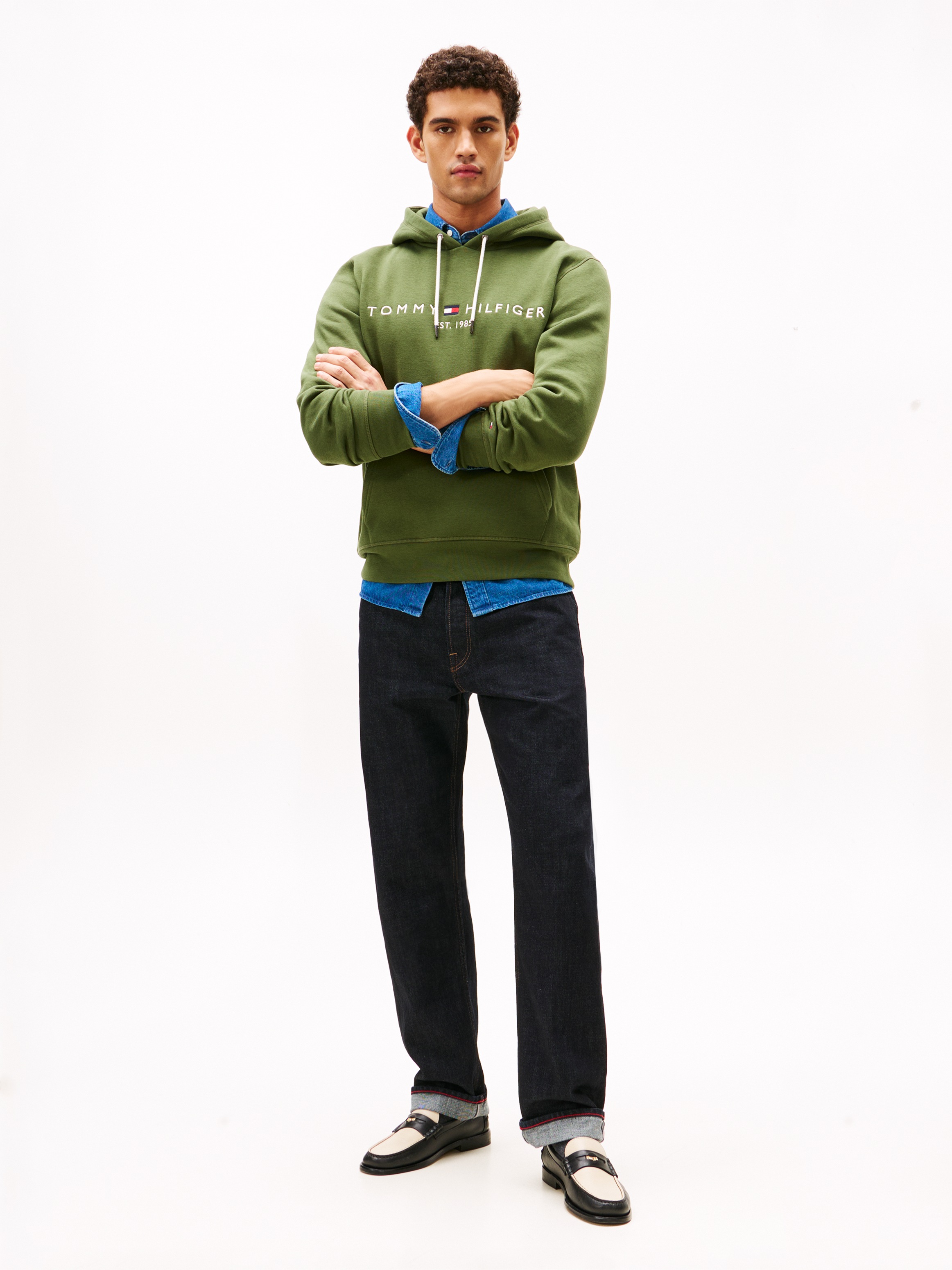 Tommy Hilfiger Kapuzensweatshirt »TOMMY LOGO«, unifarben, casual, regular fit, Baumwollmix, Kapuze
