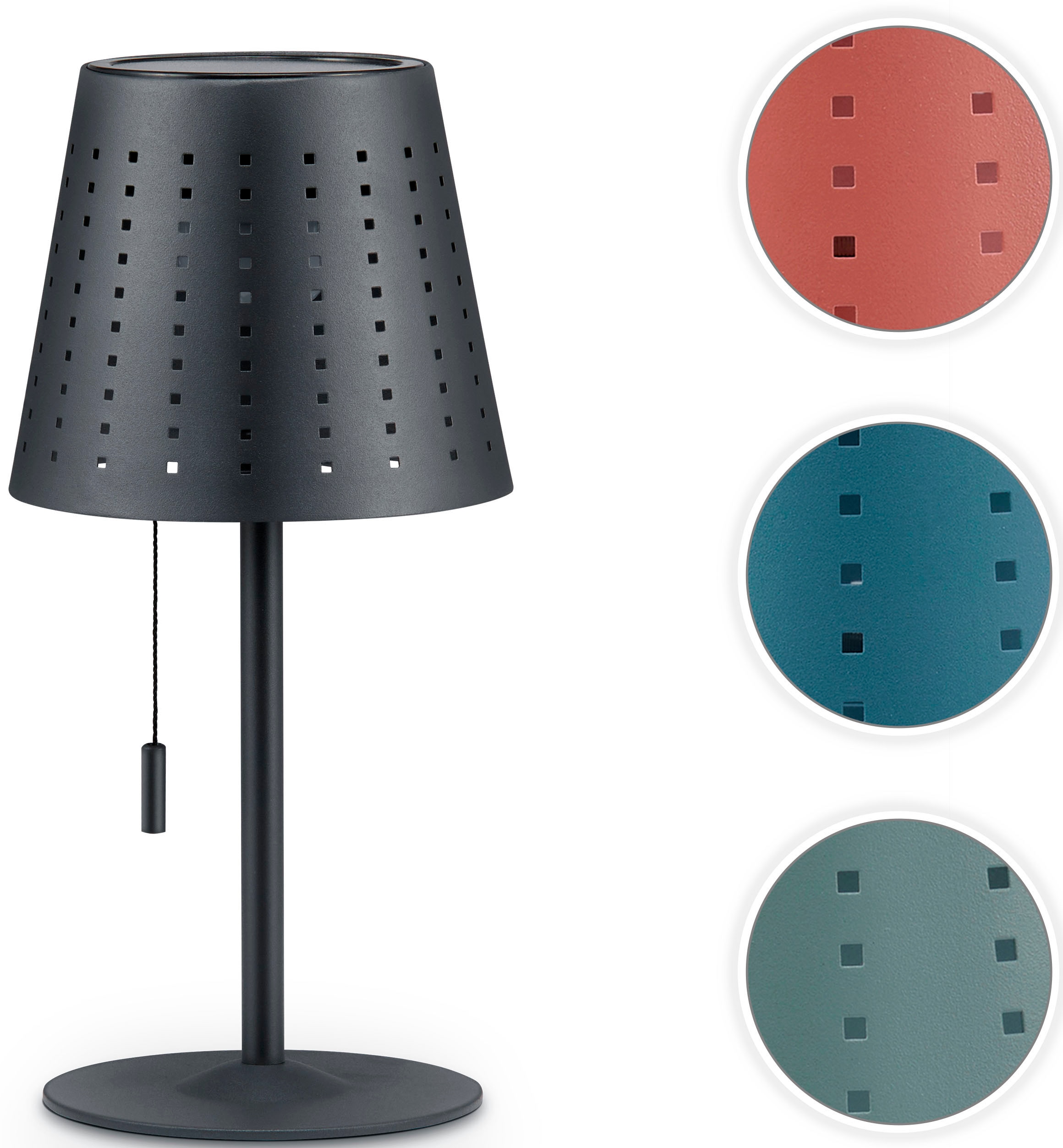 Paco Home Tischleuchte »LARA«, Outdoor LED Akku Metall Aufladbar Zugschalter Kabellos