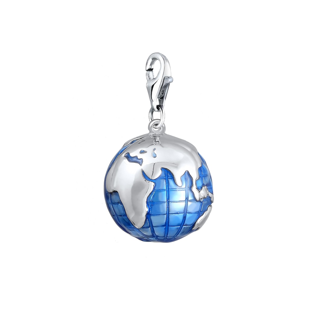 Nenalina Charm-Einhänger »Anhänger Globus Weltkugel Emaille 925 Silber«