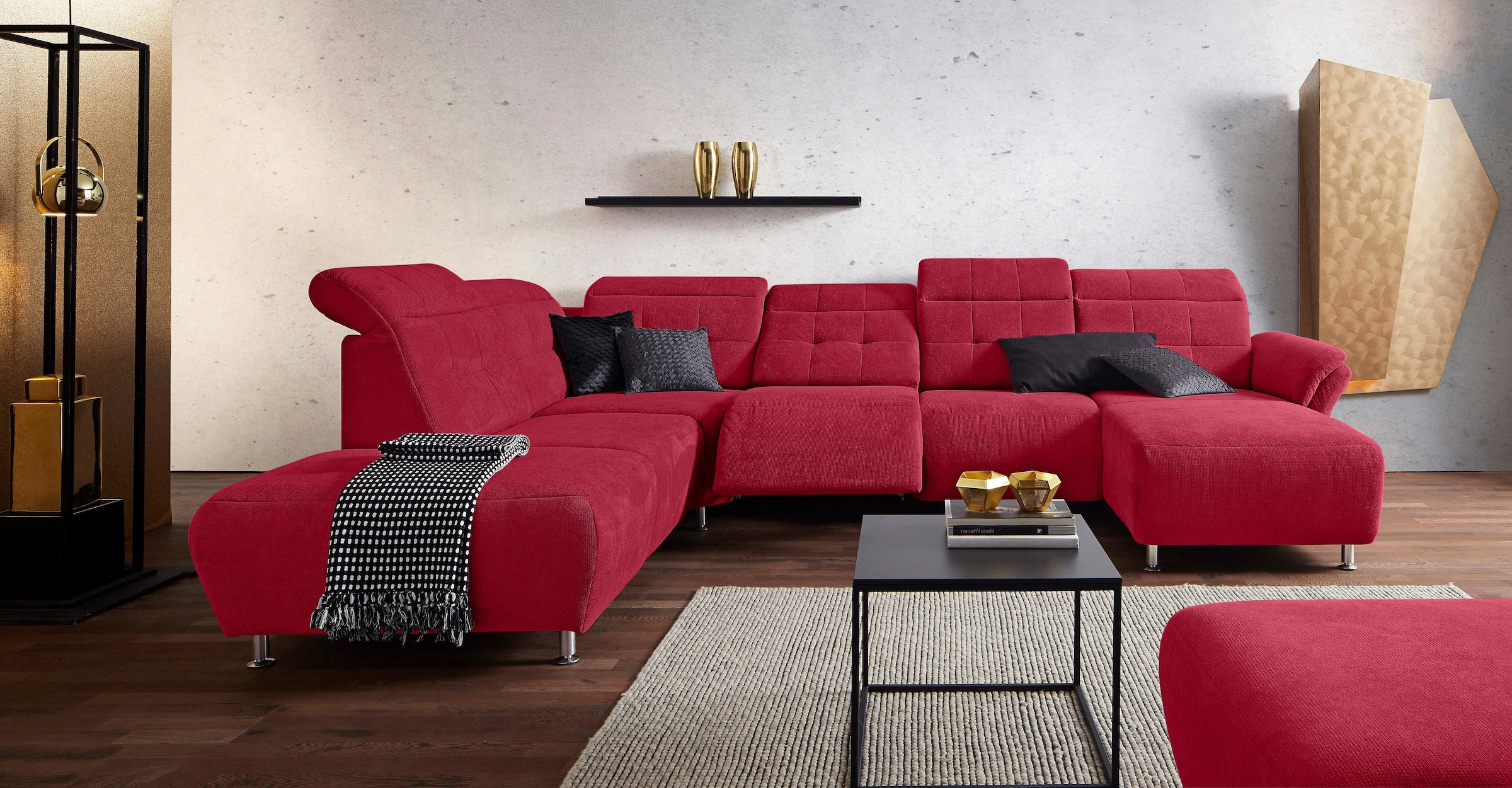 Home affaire Wohnlandschaft "Manhattan U-Form" 2 Sitze mit elektrischer Rel günstig online kaufen