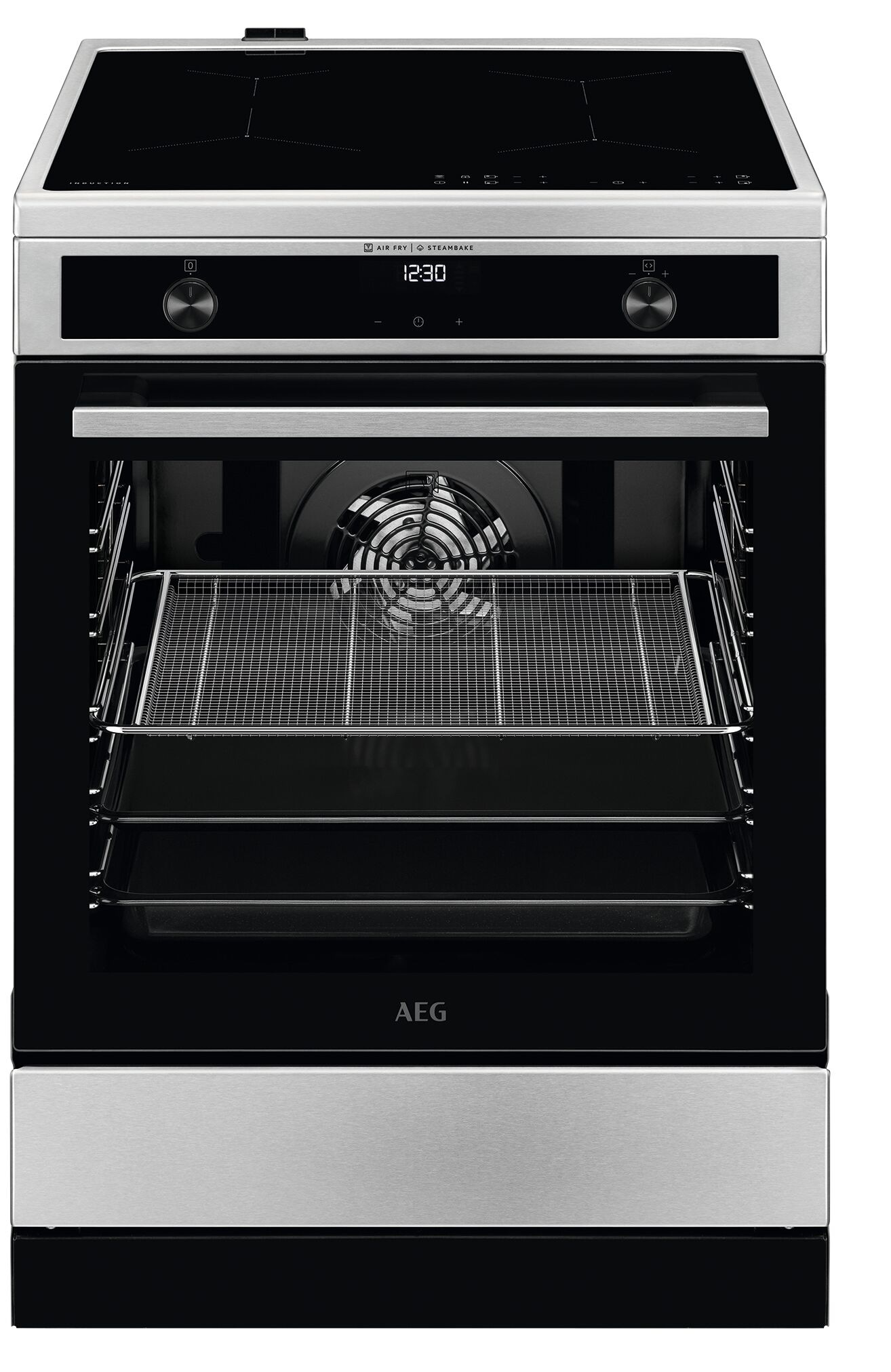 AEG Induktions-Standherd "CIB6643BBM", grau, Herdsets, Induktionskochfeld, Standherd, mit AirFry-Funktion, mit Timer