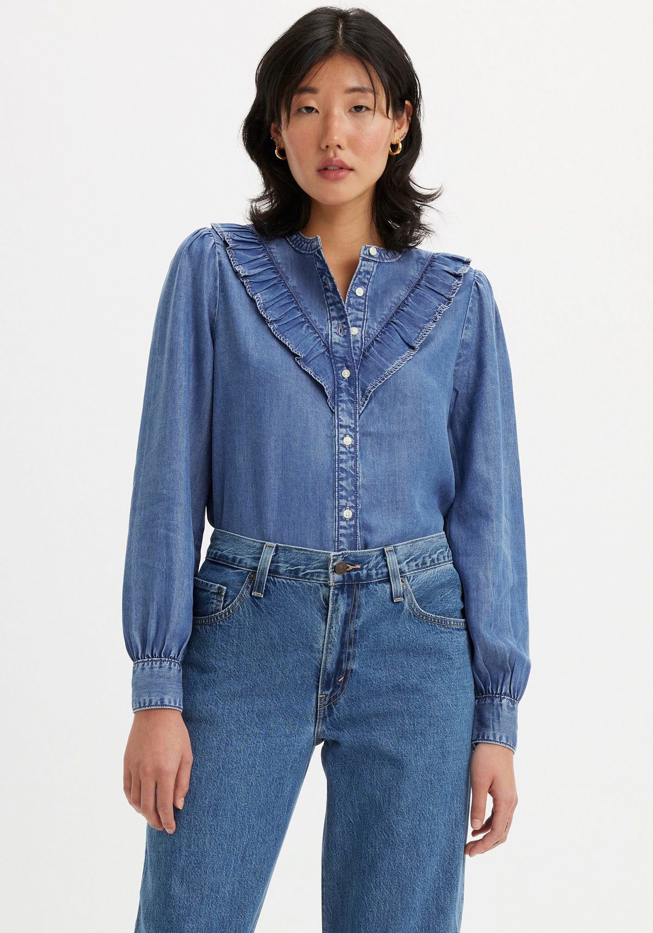 Levi's® Jeansbluse »CARINNA BLOUSE DEM DA«, mit Rüsschen Applikation