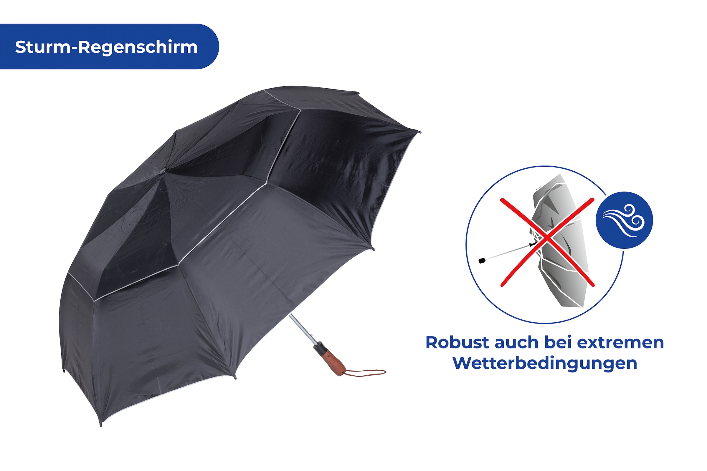Maximex Stockregenschirm »Kyrill«, für Sturm geeignetes Gestell
