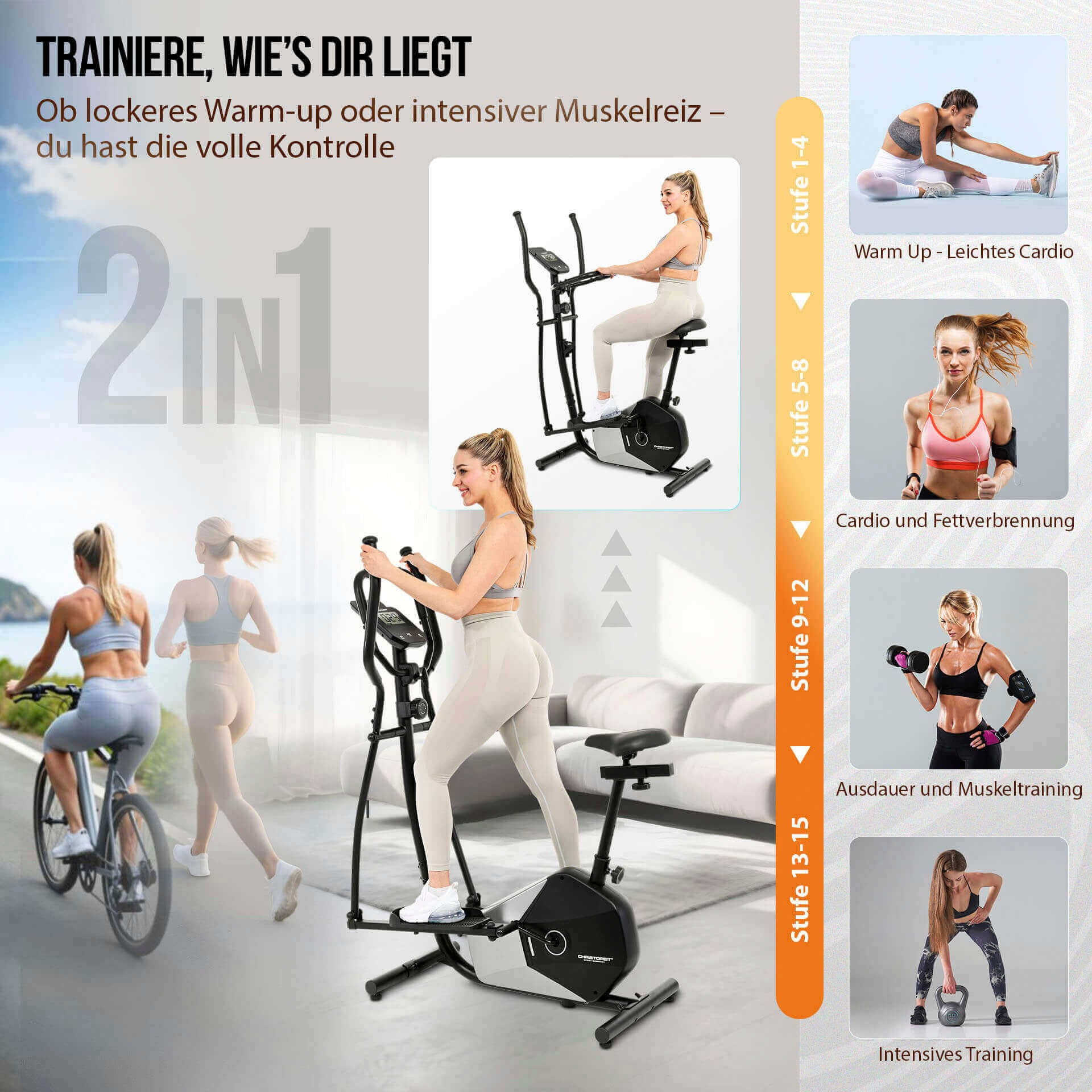 Christopeit Sport® Crosstrainer »Crosstrainer CT 6« 120 kg max. Benutzergewicht, 15 Widerstandsstufen