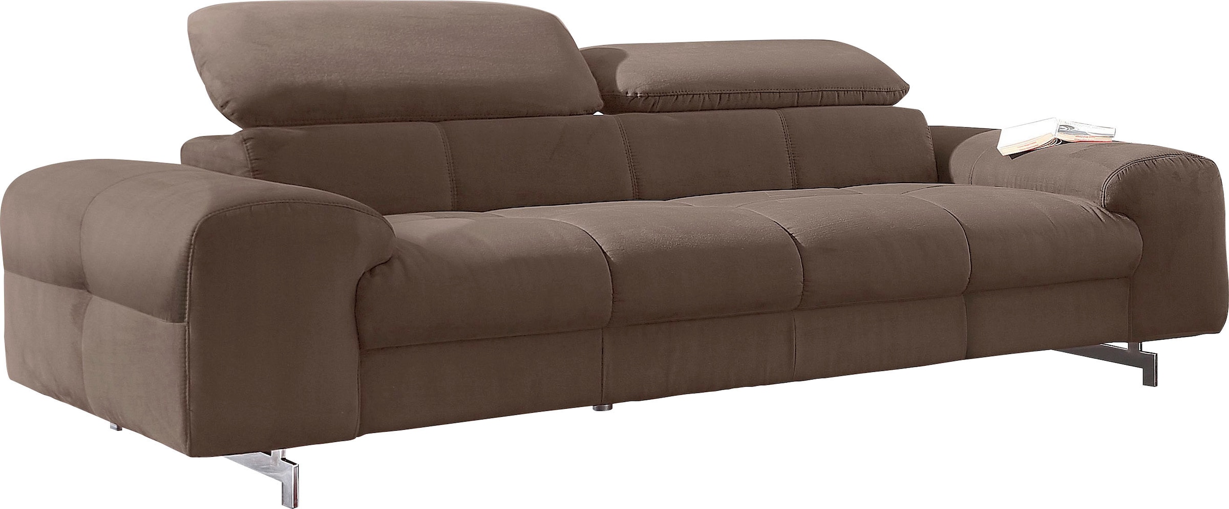 COTTA 3-Sitzer "Chef" Big-Sofa mit Kopfteilverstellung, edle Metallkufen