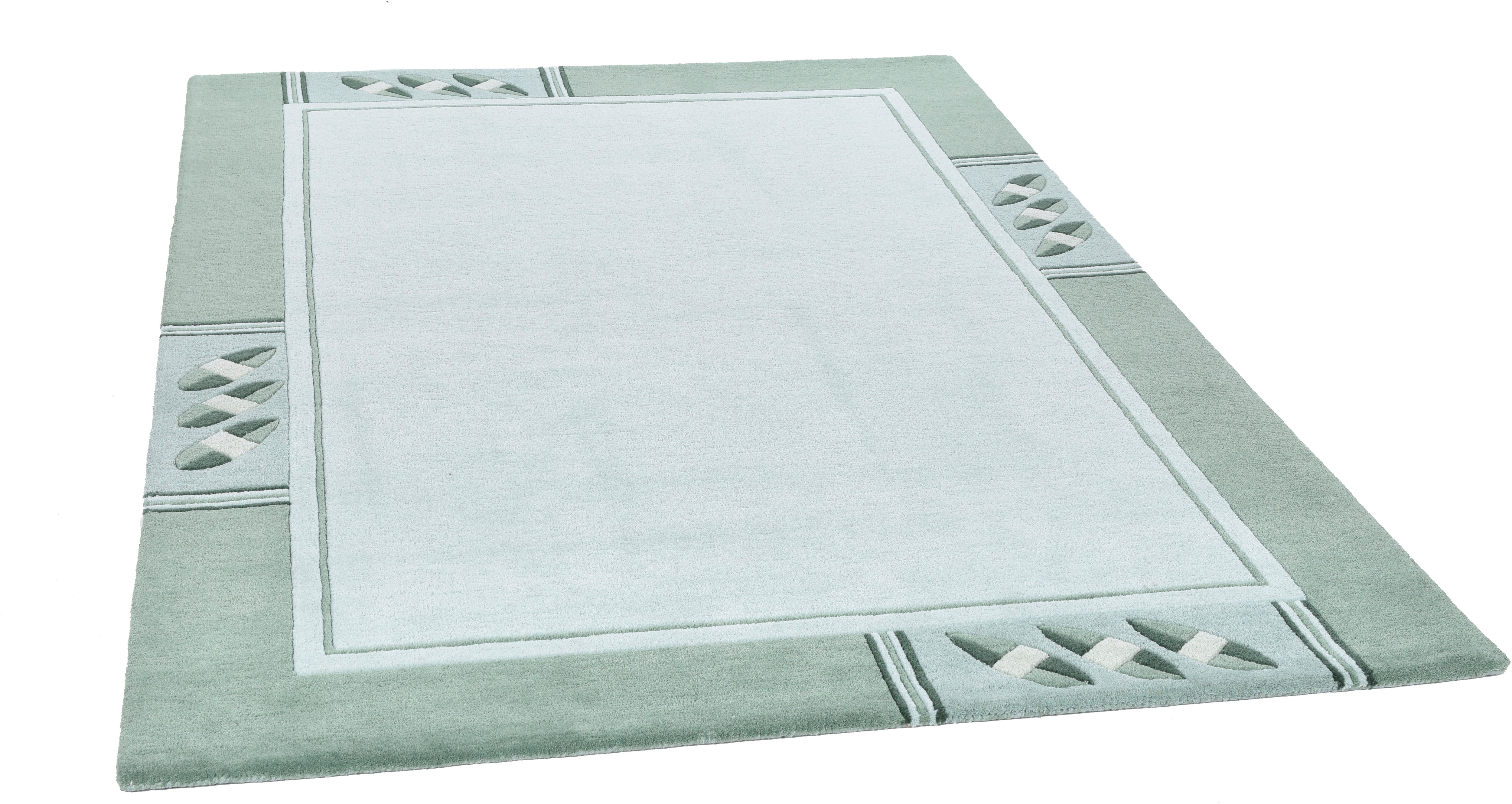 THEKO Wollteppich "Royal Nepali 3029" rechteckig 15 mm Höhe reine Wolle, handgetuftet, modernes Design, mit Bordüre