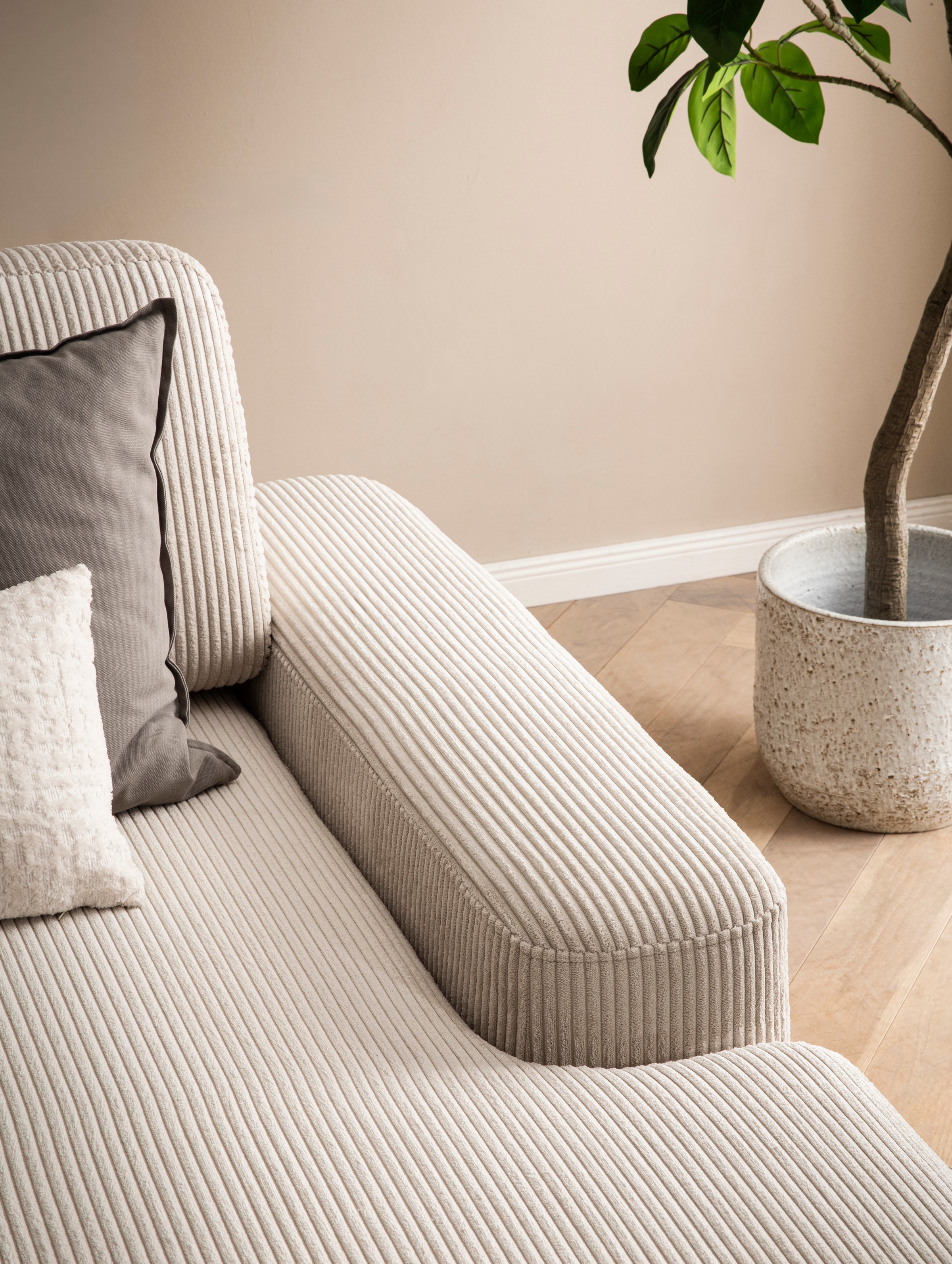 Home affaire Ecksofa »TORGE (264cm), Schlafsofa in Cord, Samtvelours o Struktur fein, L-Form« Schlaffunktion, Bettkasten, Liegefläche: 125/210 cm