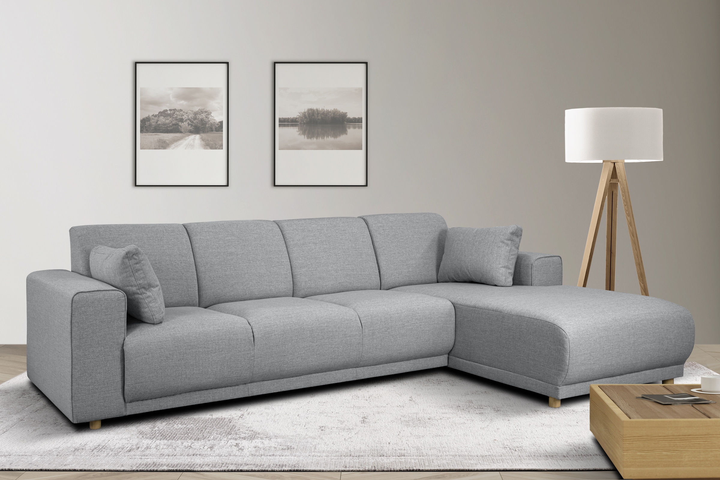 OTTO home Ecksofa "LEMPS wahlweise Recamiere links oder rechts L-Form" incl. Zierkissen, Stellmaße 297x162 cm