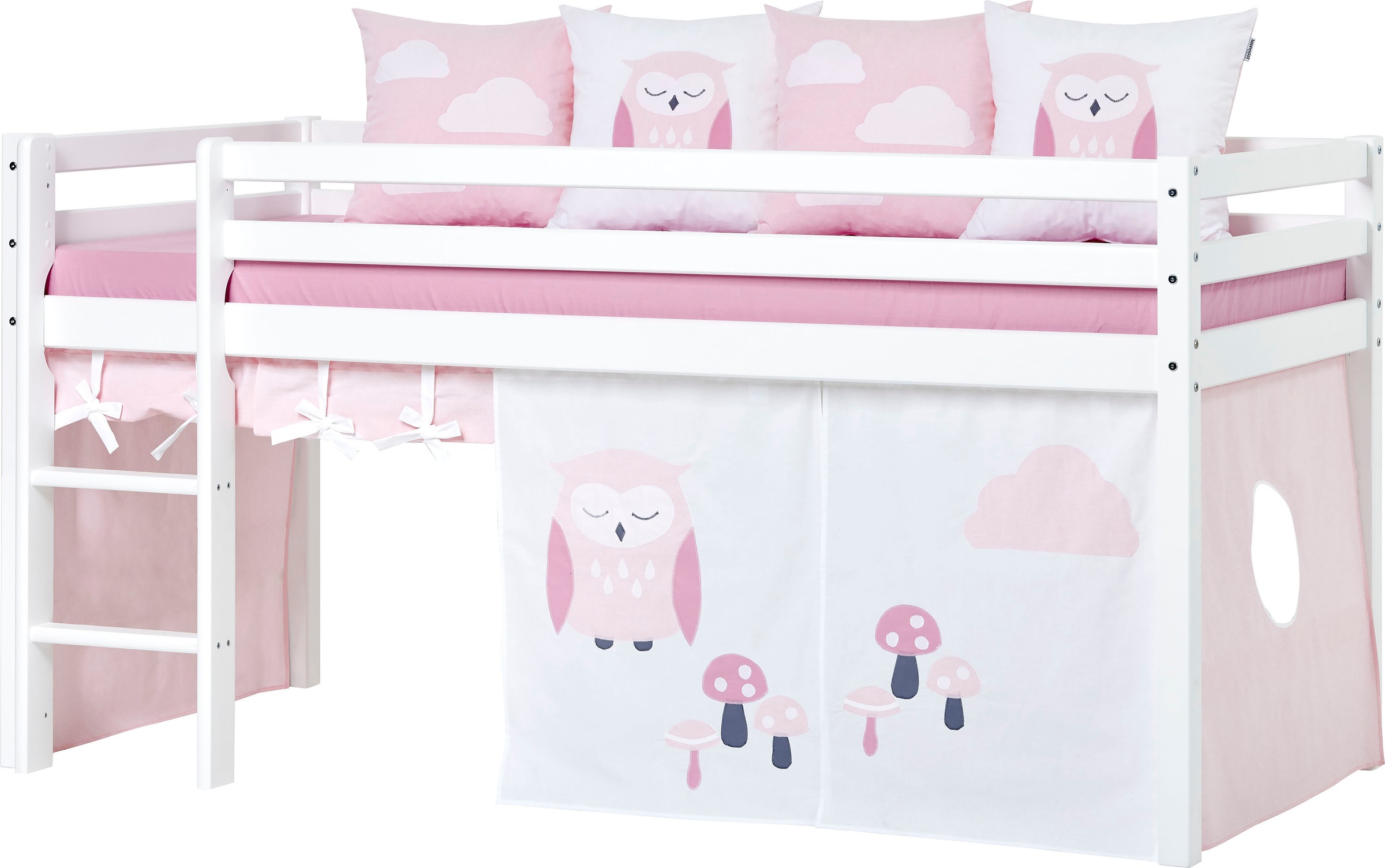 Hoppekids Hochbett »ECO Dream, Kinderbett, Spielbett, Halbhohes Bett aus Massivholz«, inkl. Vorhang-Set Creator, Bettgröße & Matratze wählbar
