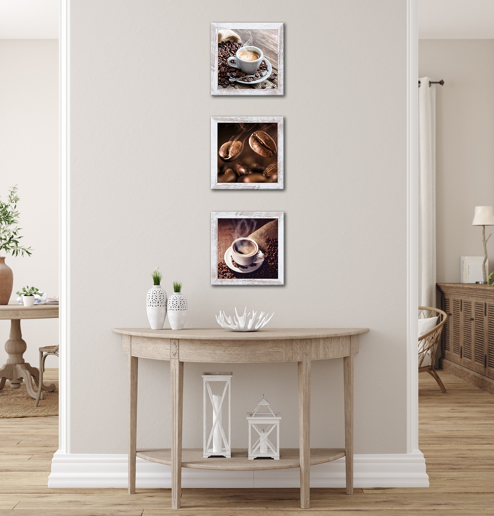 Bönninghoff Bild mit Rahmen »3er-Set gerahmte Bilder KAFFEE BOHNEN 3x23x23 cm – Deko modern« Getränke | Kaffee | Kaffee Bilder | Lebensmittel 3 Stk. tlg. mehrteiliges Bilder-Set, harmonisch aufeinander abgestimmt