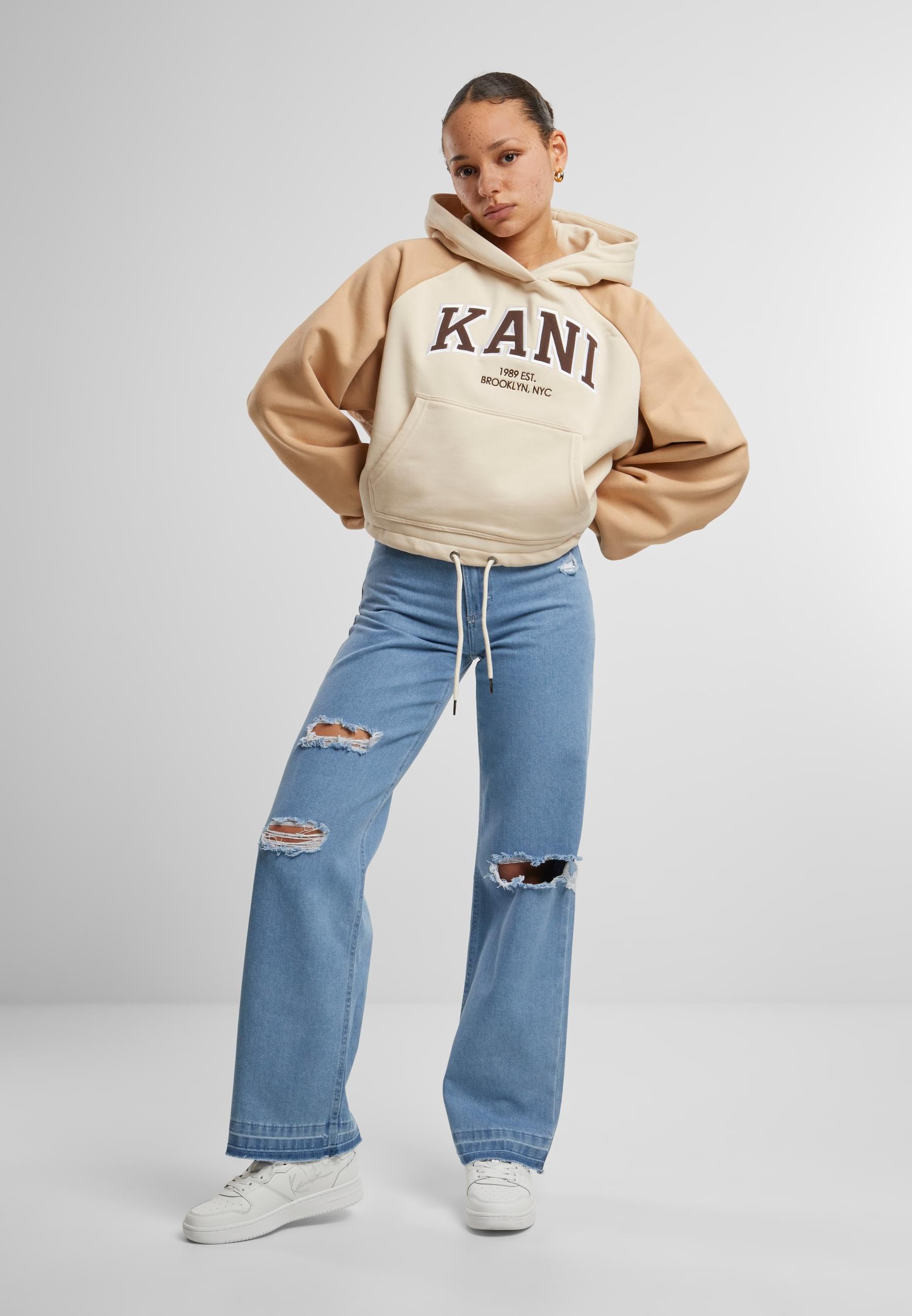 Karl Kani Kapuzenpullover »Karl Kani Damen KW224-005-2 KK Serif Crop Raglan Hoodie«, (1 tlg.)