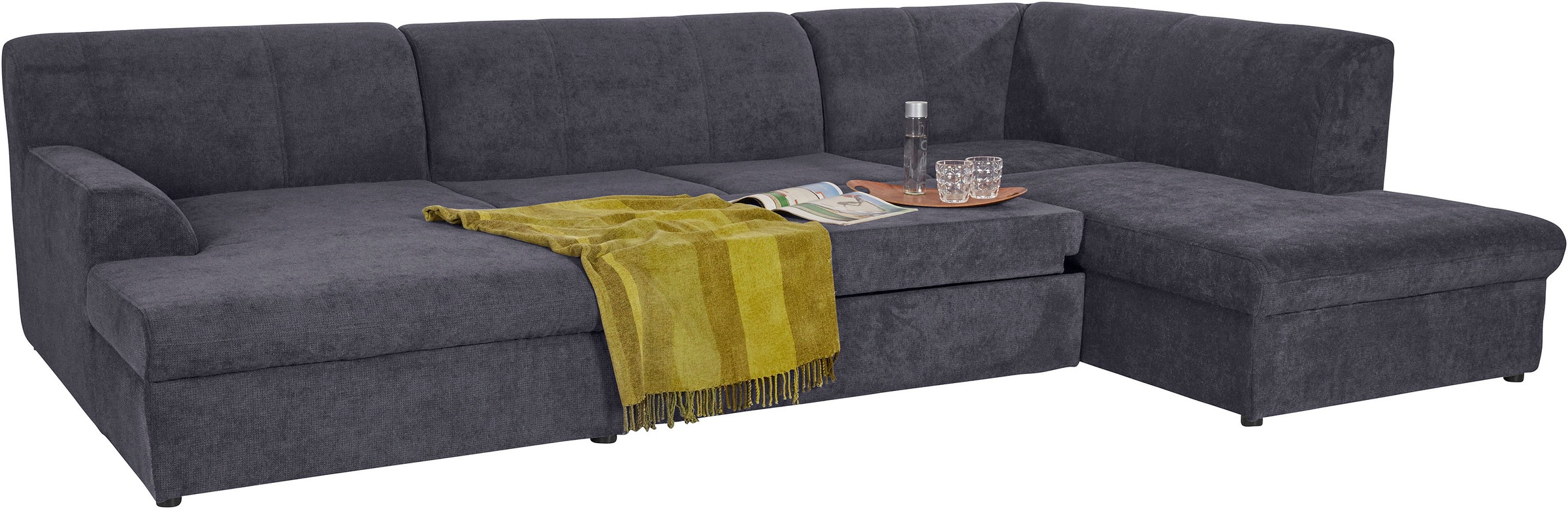 DOMO collection Wohnlandschaft »Topper, elegant und zeitlos, komfortabel, U-Form«, wahlweise mit Bettfunktion