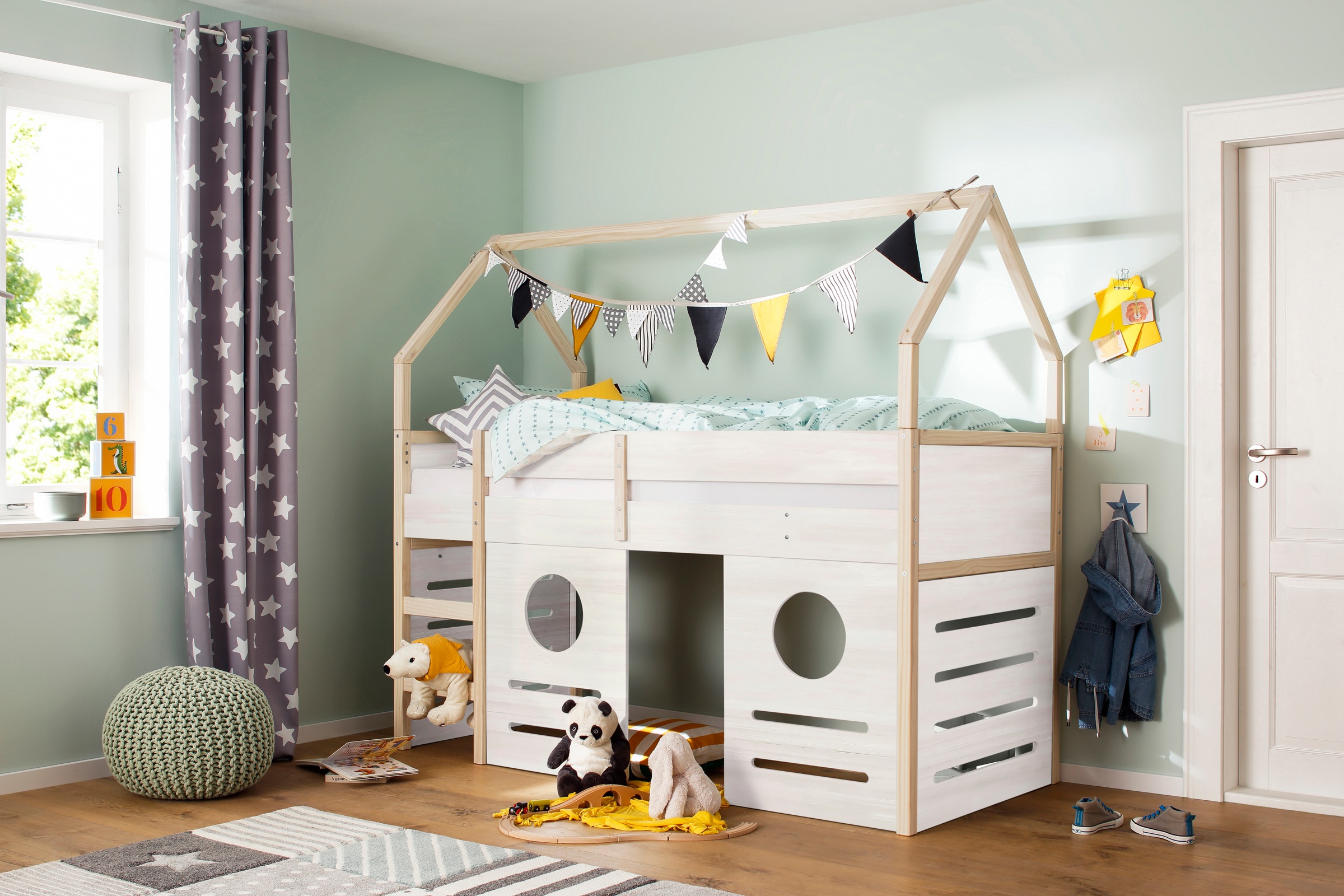 OTTO home Hochbett "Janne" Kiefernholz, Einzelbett, inklusive Holzleiter, L günstig online kaufen