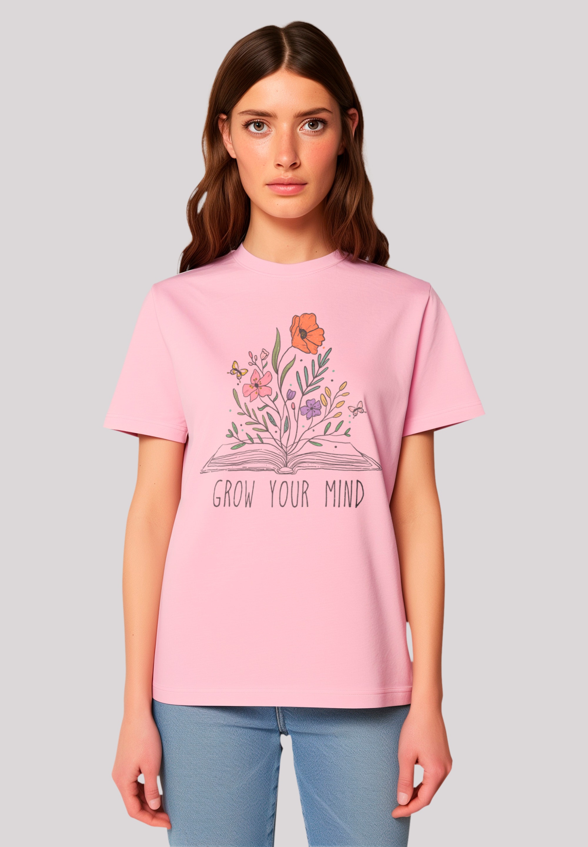 T-Shirt »Flower grow your mind book«, Premium Qualität, Unisex Schnitt