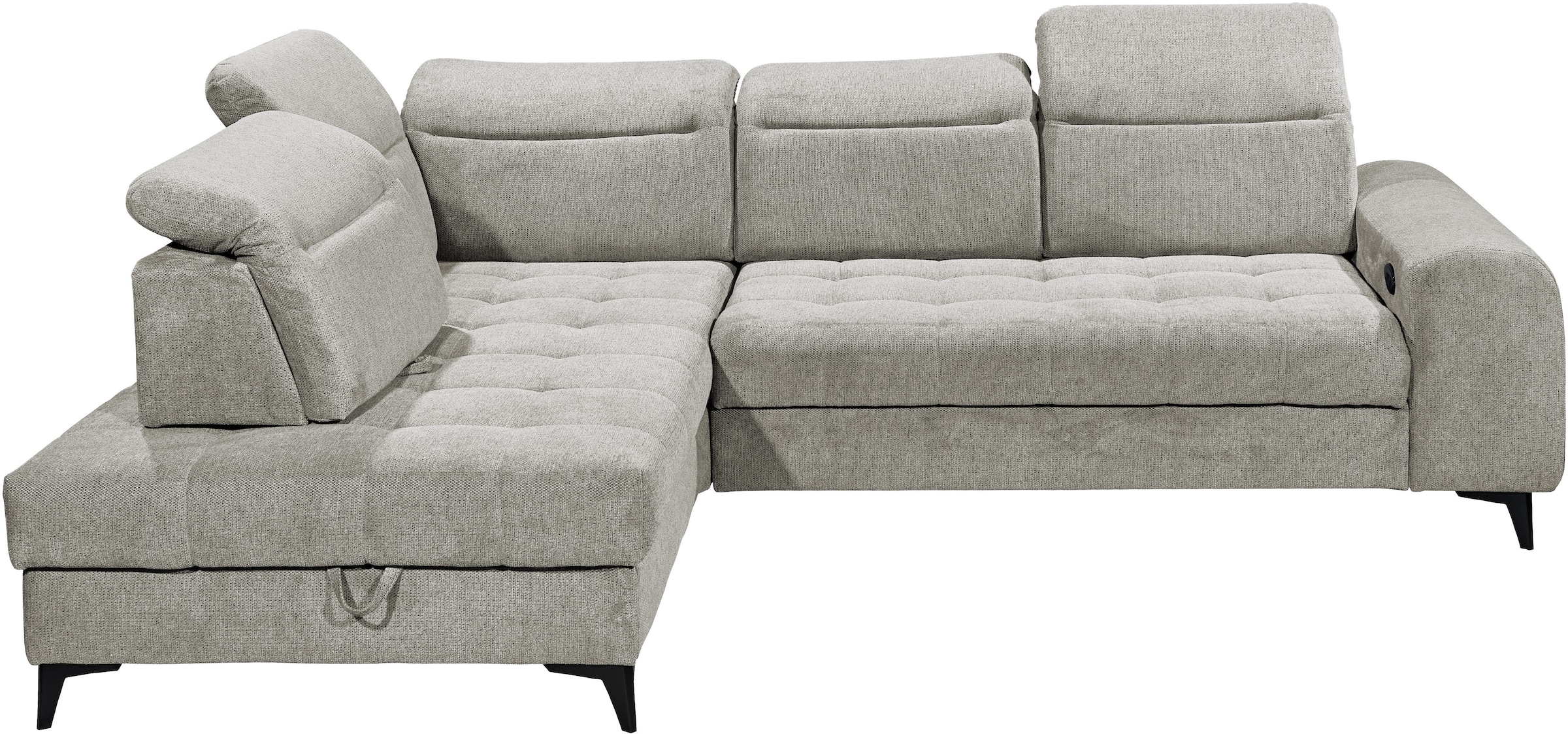 ED EXCITING DESIGN Ecksofa »Rockdale L-Form mit Bettfunktion, Bettkasten«, Kopfteilverstellung, Sitztiefenverstellung & USB-Port