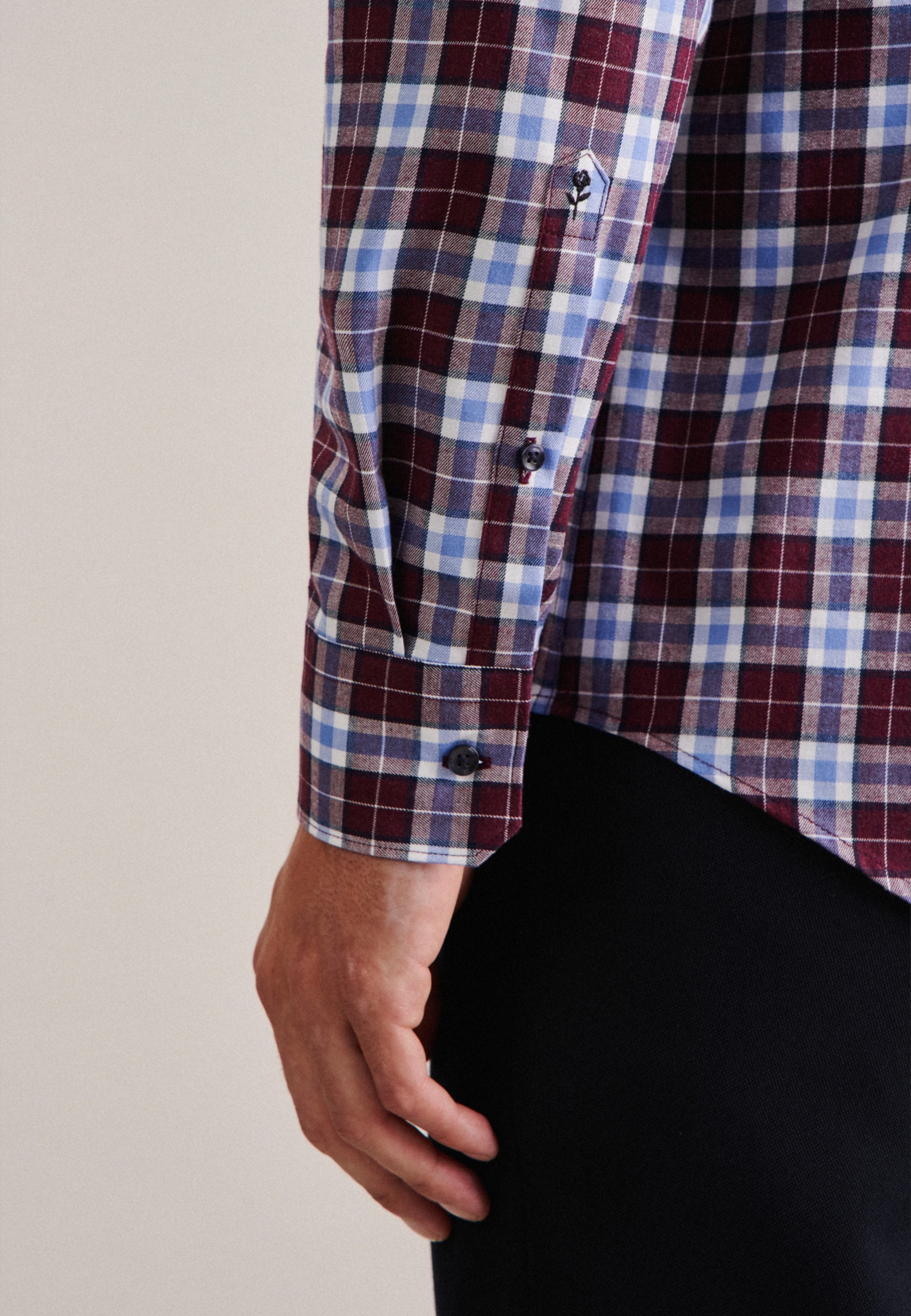 seidensticker Flanellhemd »Slim«, Slim Langarm Button-Down-Kragen Karo