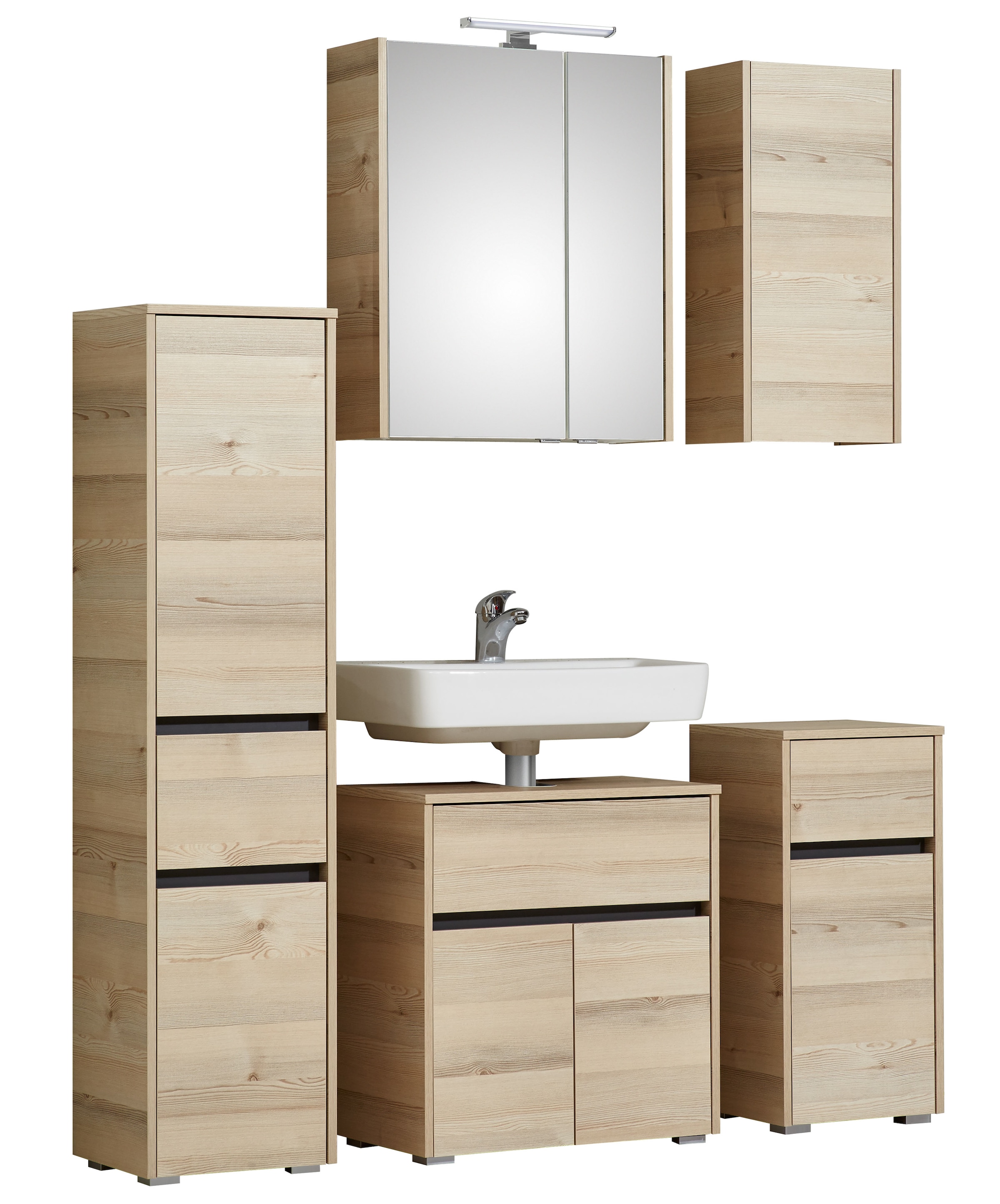 Saphir Badmöbel-Set "Mineralmarmor-Waschisch und Waschtischunterschrank" Komplett-Set, 5 Stk. tlg.