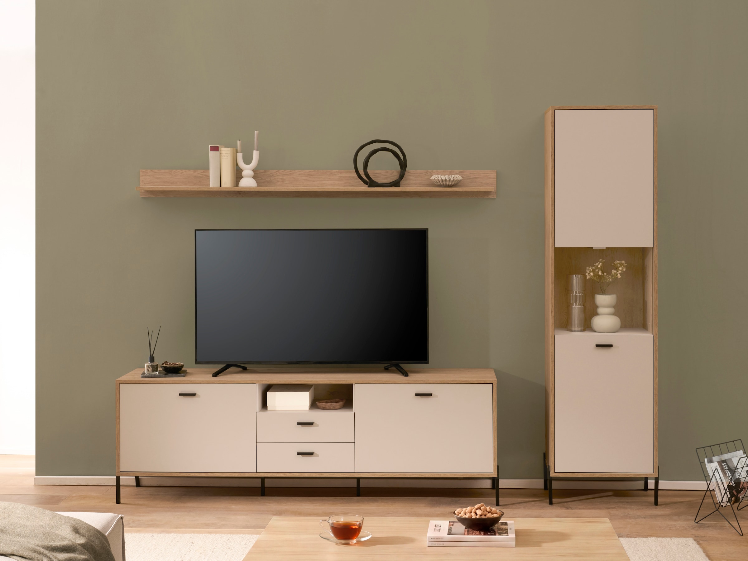 Home affaire Wohnwand »Fredericia, moderne Anbauwand, Komplettset in Kaschmir« Set, 3 Stk. tlg.