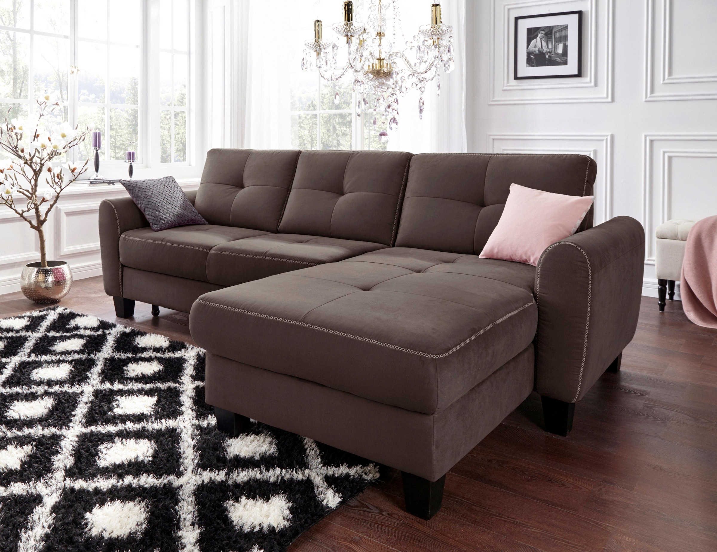 sit&more Ecksofa "Varese L-Form" mit Federkern, wahlweise mit Bettfunktion günstig online kaufen