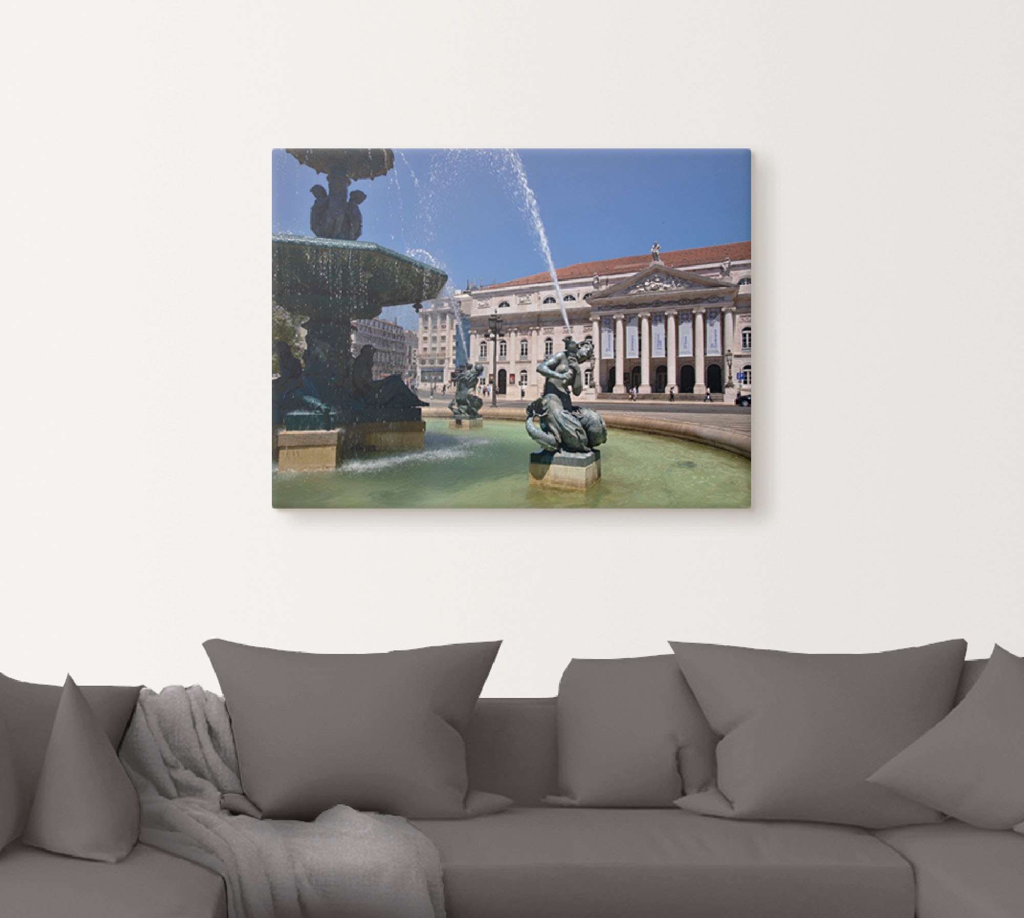 Artland Wandbild »Rossio Platz in Lissabon«, Architektonische Elemente, (1 St.), als Alubild, Leinwandbild, Wandaufkleber oder Poster in versch. Größen