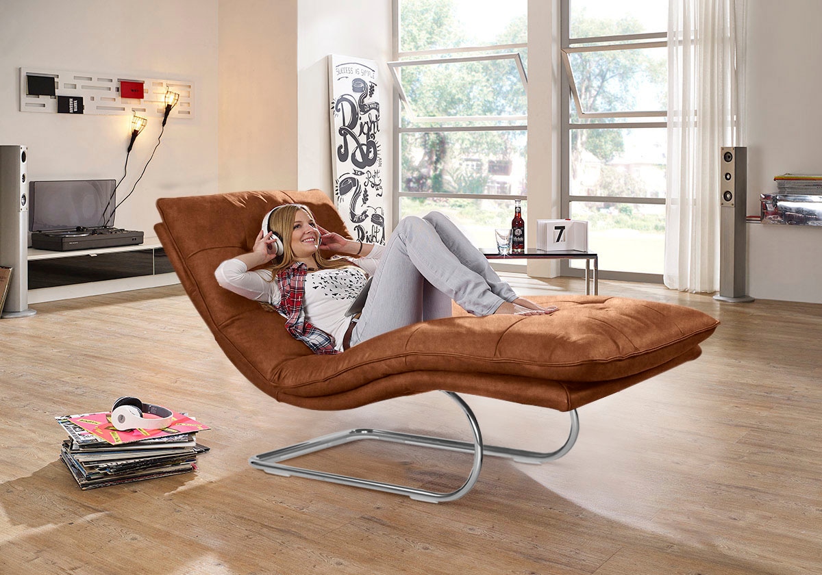 W.SCHILLIG Relaxliege "daily dreams" in Waffelkissen-Optik, wahlweise mit Motor, Freischwingergestell