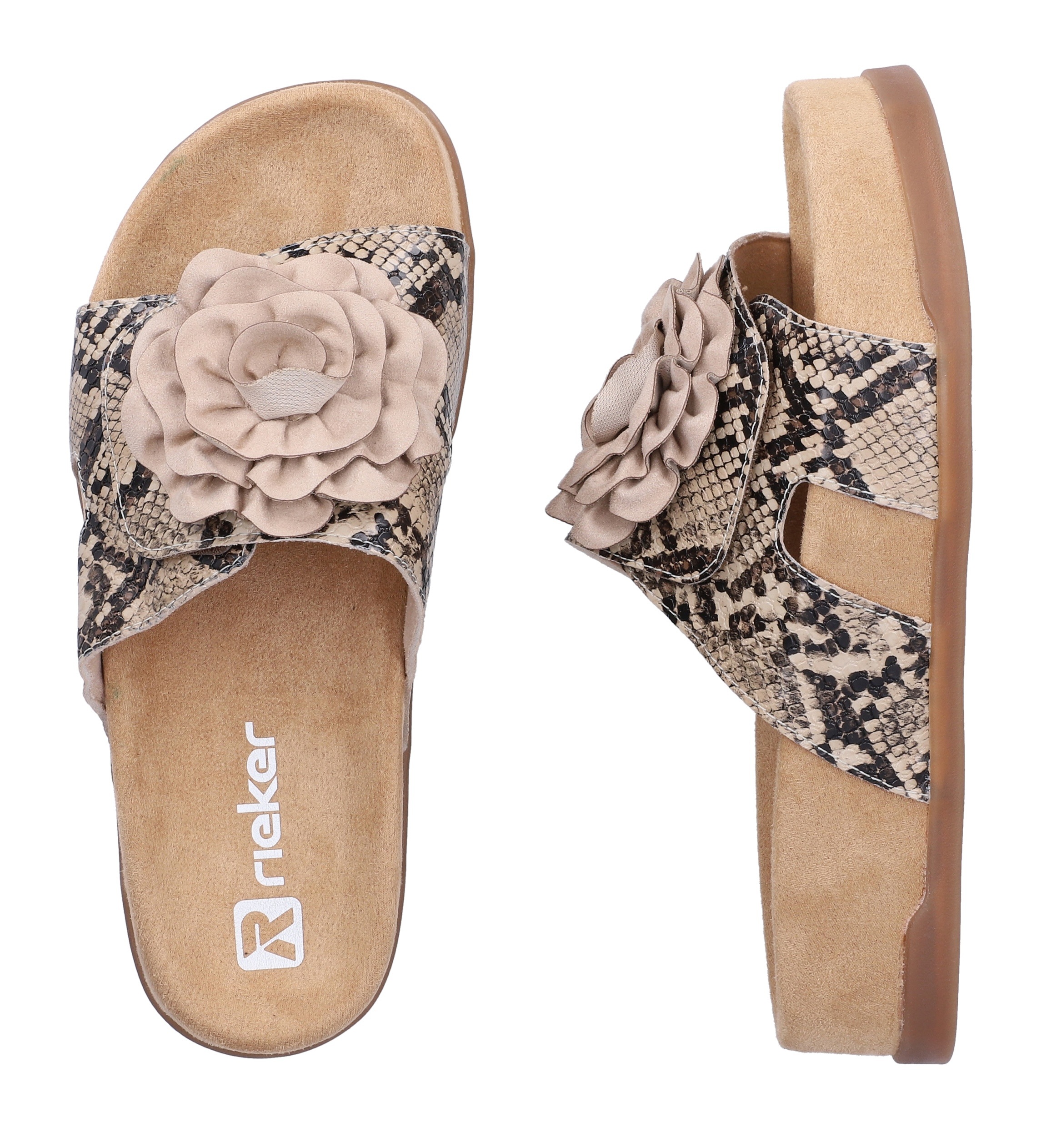 Rieker Pantolette  Sommerschuh, Urlaubsschuh, Strandschuh mit Blüte