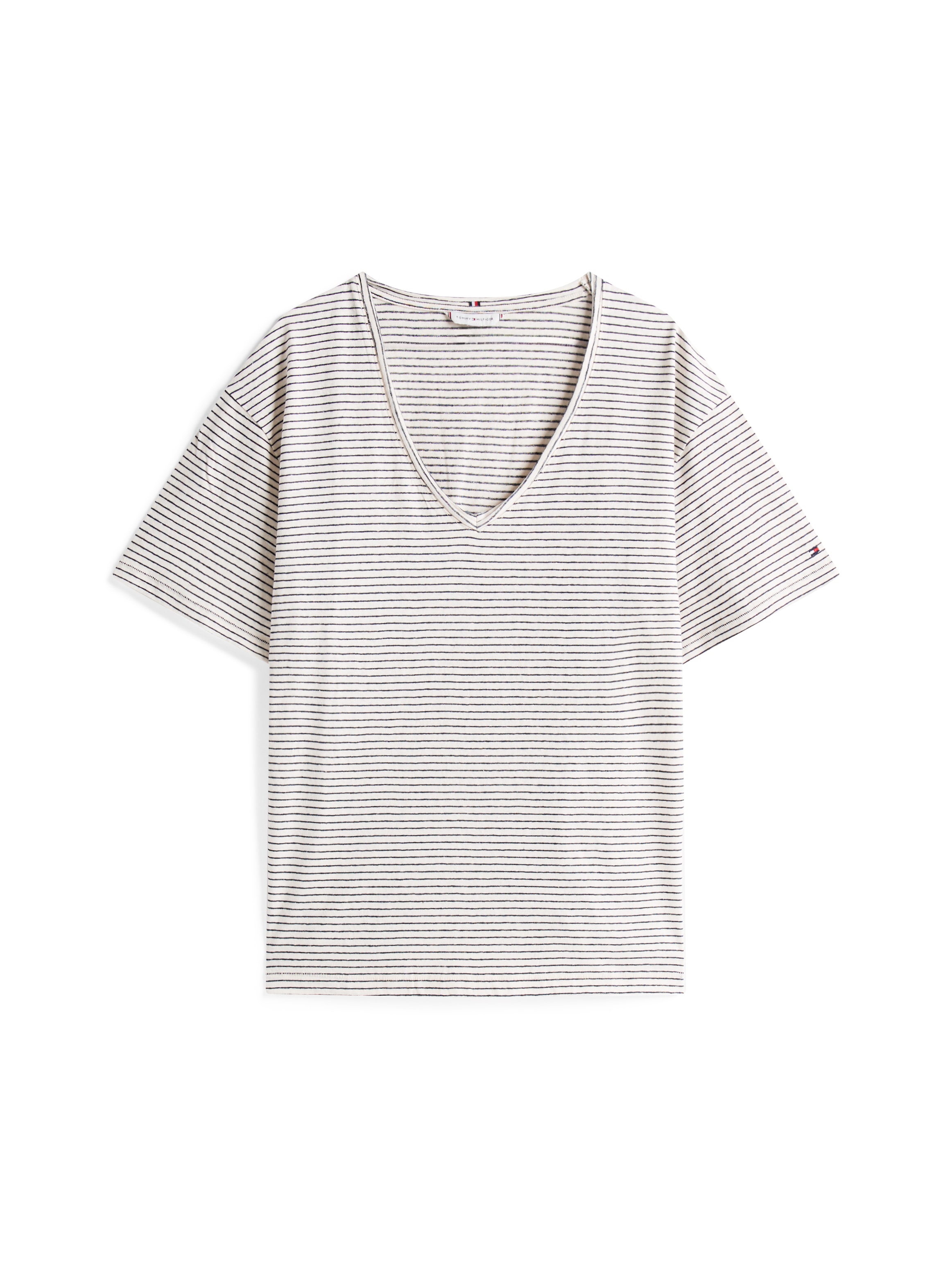 Tommy Hilfiger Curve V-Shirt »CRV MODERN CO LINEN V-NK SS«, in Großen Größen