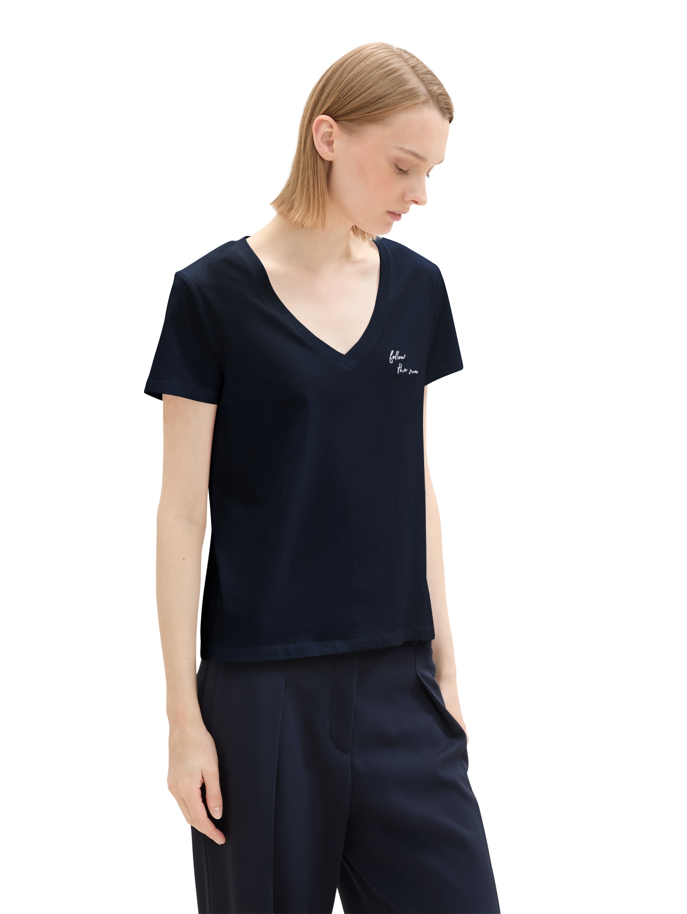 TOM TAILOR Denim V-Shirt, (Packung, 2 tlg.), mit Statement-Prints