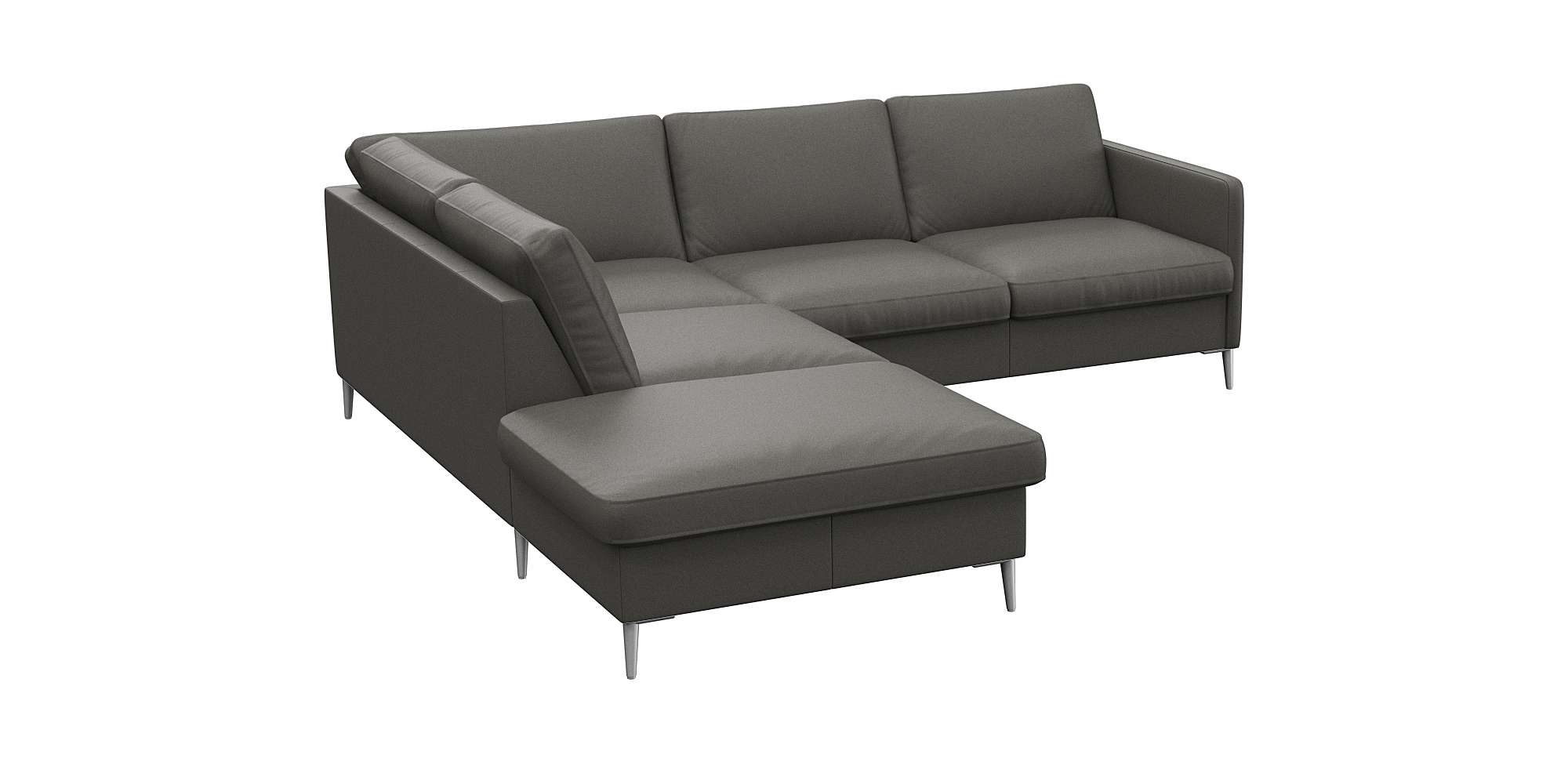 FLEXLUX Ecksofa »Fiore, L-Form«, schmale Armlehnen, Füße alufarben, B/T 234/225 cm, Kaltschaum im Sitz