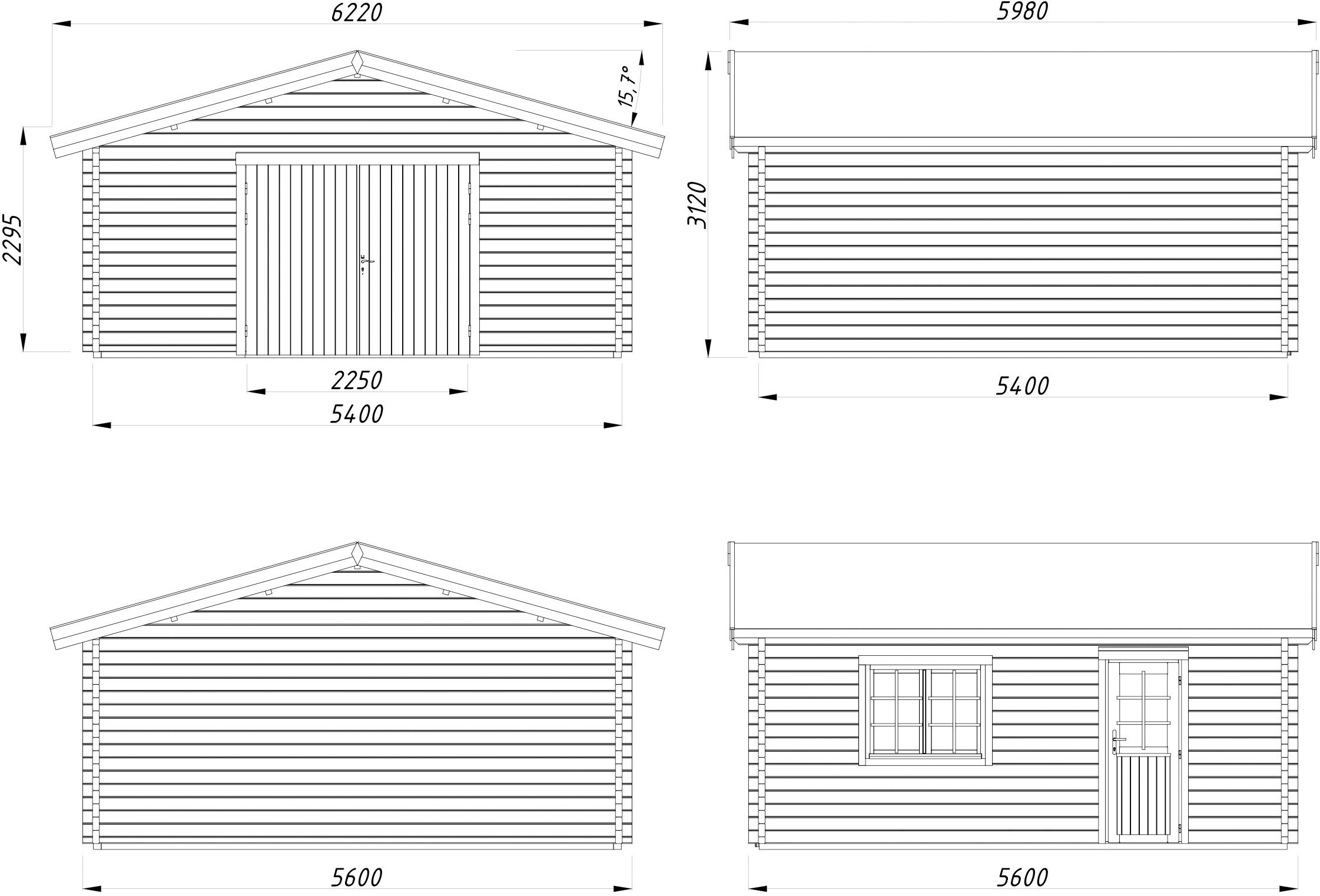 Palmako Garage »Roger, mit Holztor« BxTxH: 622x596x312 cm