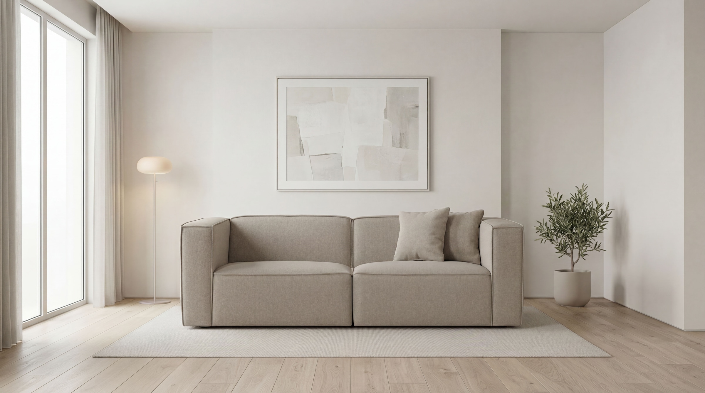 OTTO home 3-Sitzer "Tammie" Breite 222 cm, Webstoff fein, bodentief, mit Wellenunterfederung