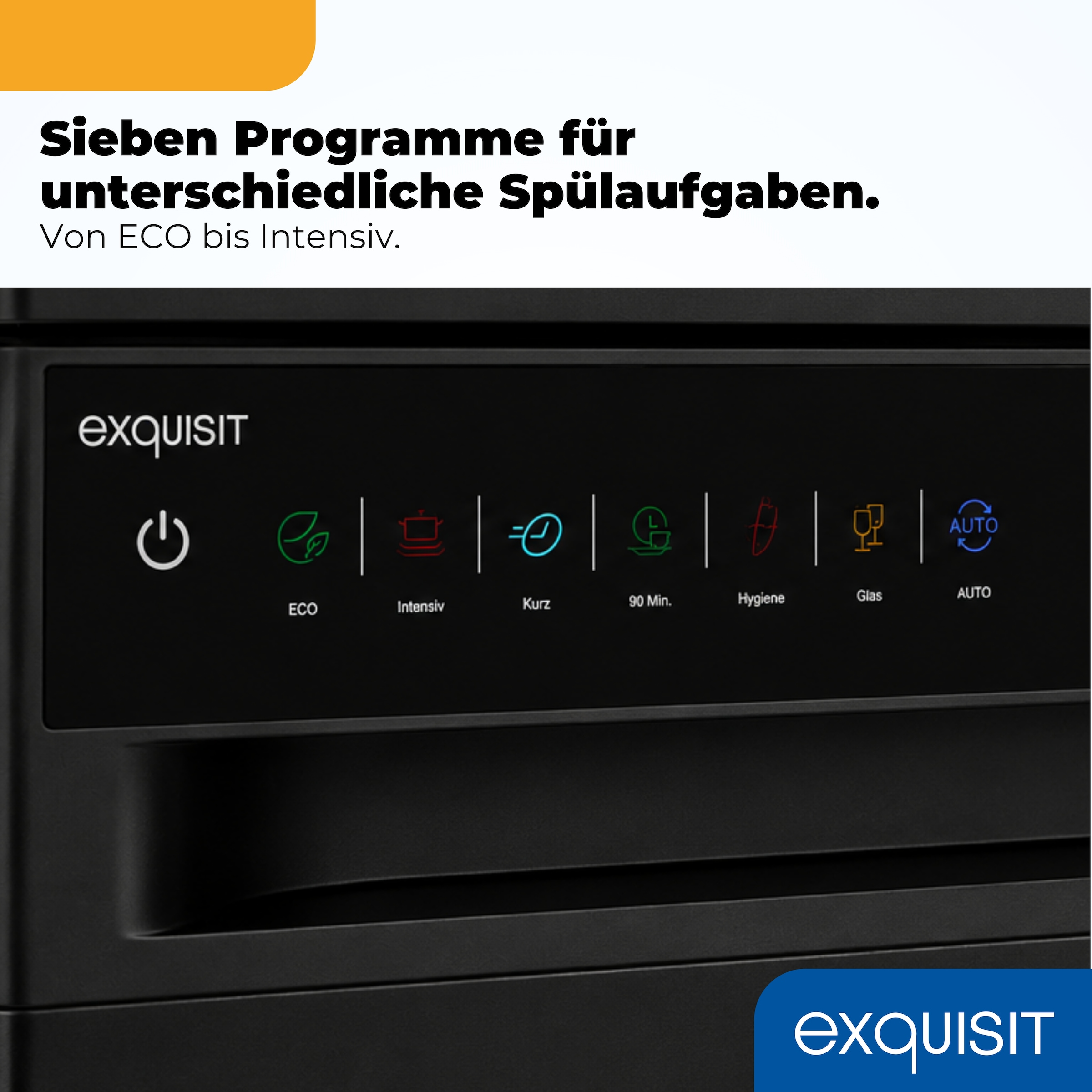 exquisit Standgeschirrspüler 9311 »GSP9311-450C schwarz« 9 l 10 tlg. Maßgedecke 10 Maßgedecke, LED, Besteckschublade, Auto Door Open, AquaStop