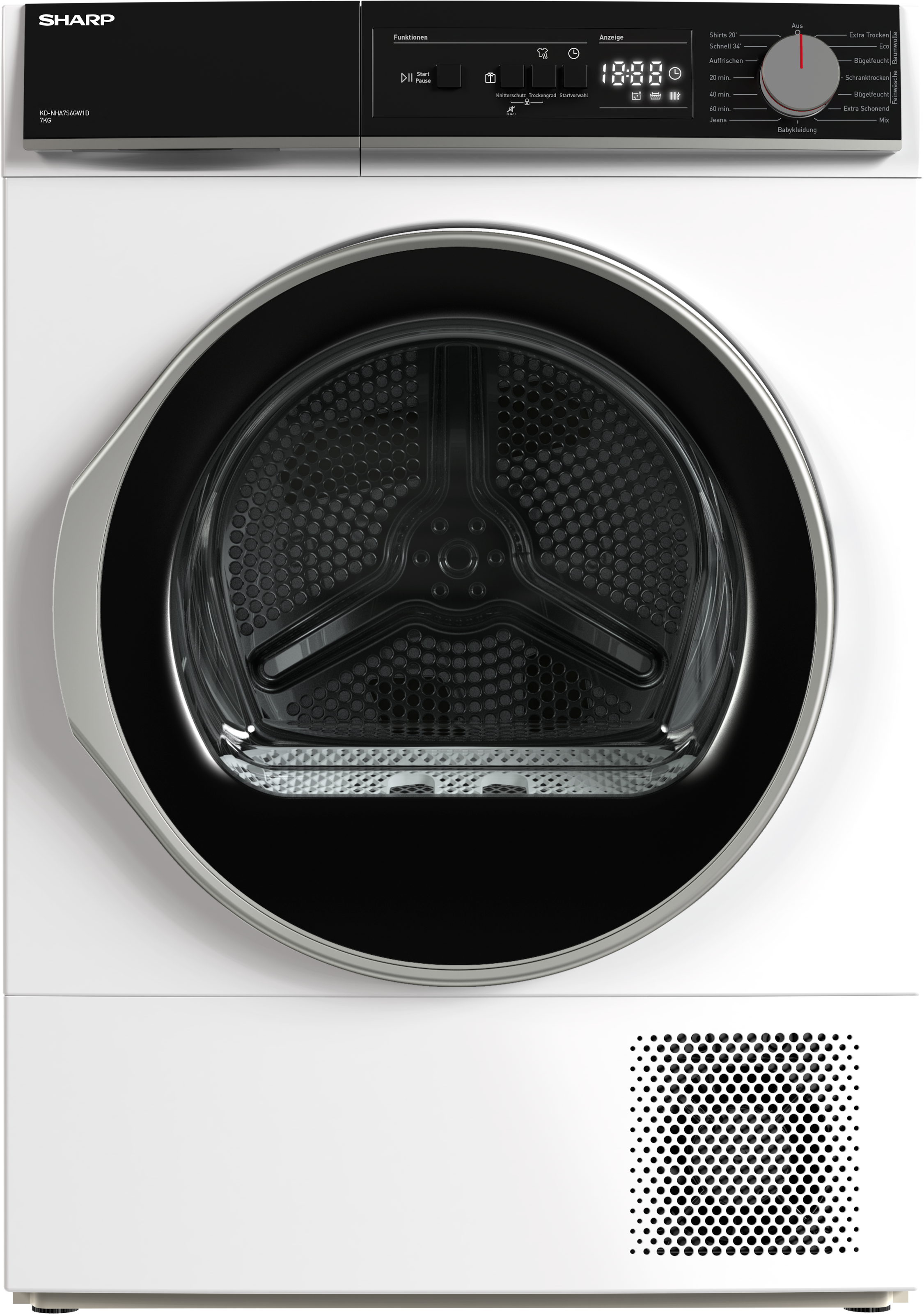 Sharp Wärmepumpentrockner "KD-NHA7S6GW1D-DE" Budget Class 7kg / EEK D / 3 T günstig online kaufen