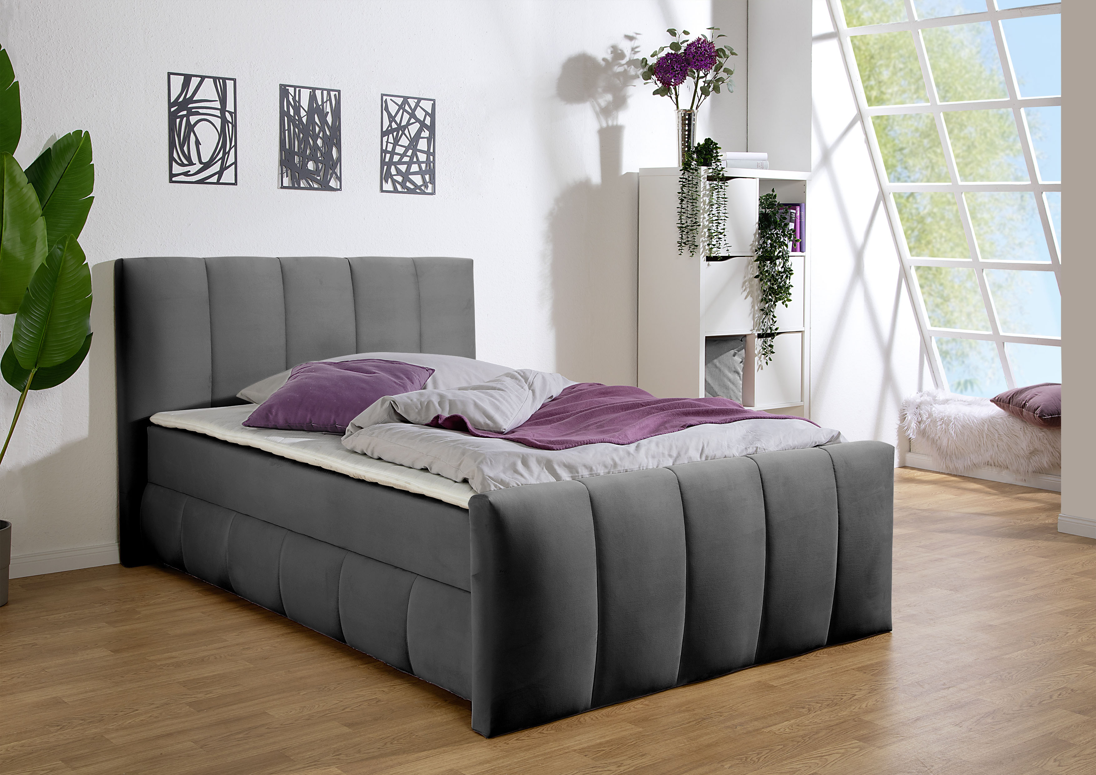Home affaire Boxbett "Hanelore inkl. Bettkasten und Topper" Boxbett mit Bettkasten und Fußteil, inkl. Topper