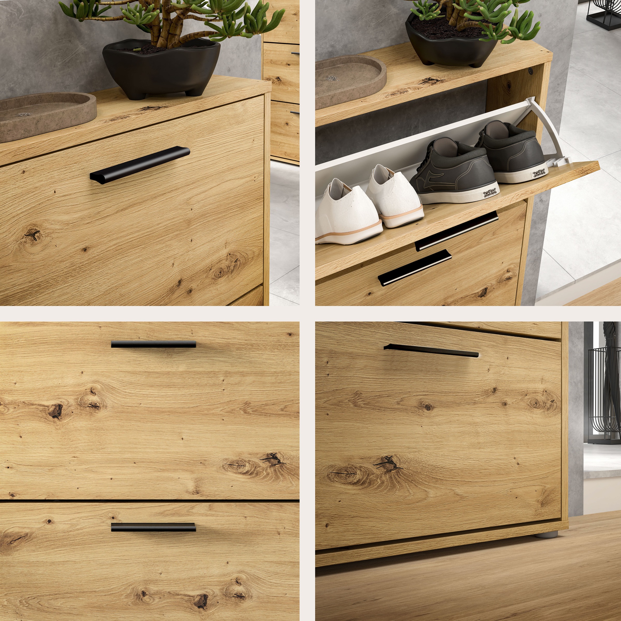 HBZ Schuhkipper »Sam Schuhkipper, Schuhschrank BxHxT 59x103x17 cm« 1 Stk. tlg. Schuhkipper, Schuhschrank mit 3 Klappen, BxHxT 59x103x17cm