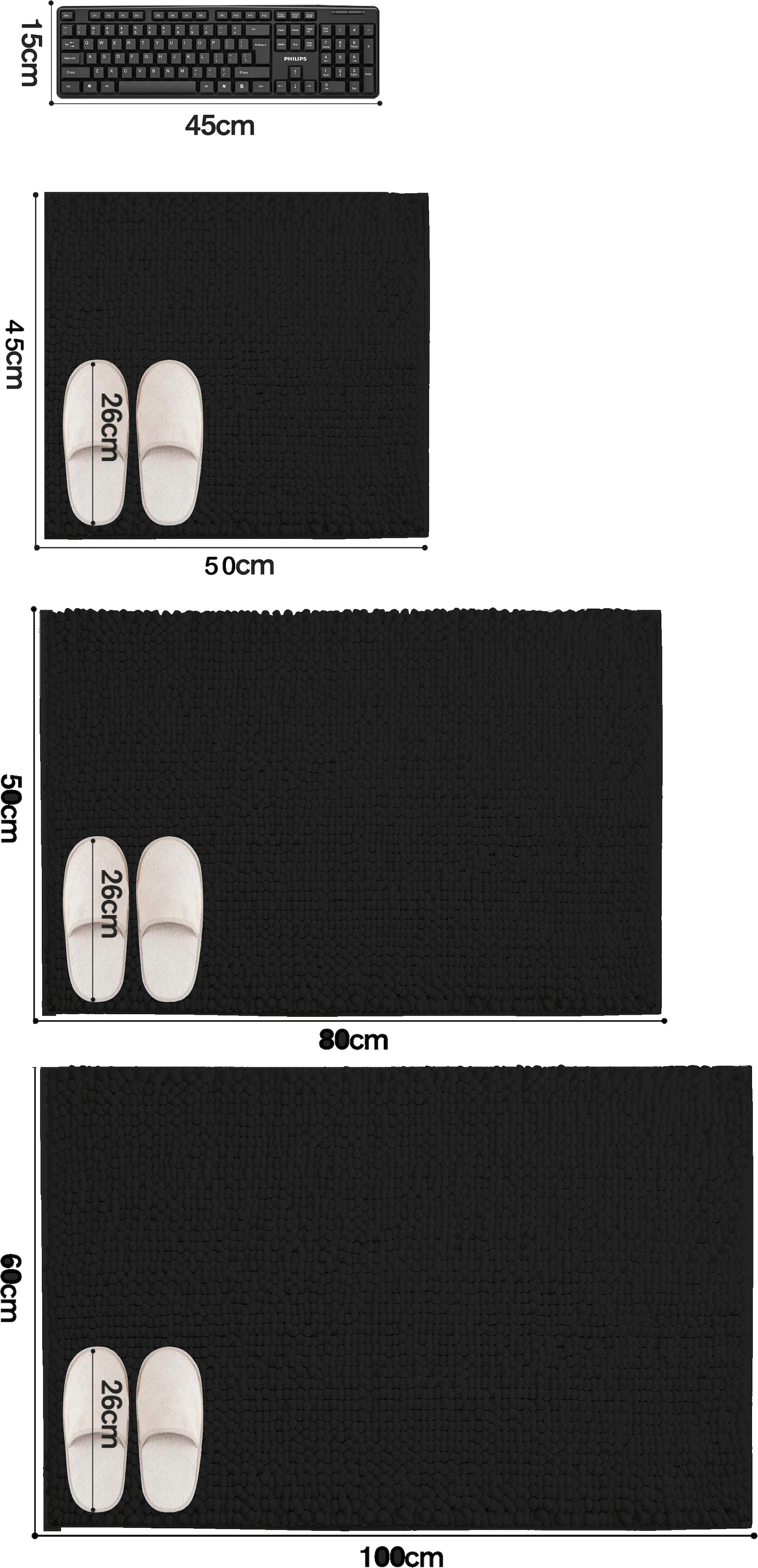 OTTO home Badematte »Vanessa Chenille Premium, Badvorleger, Badezimmer, Duschvorleger« Höhe 20 mm rutschhemmend beschichtet fußbodenheizungsgeeignet | schnell trocknend | strapazierfähig Uni Farben, besonders weich, flauschig