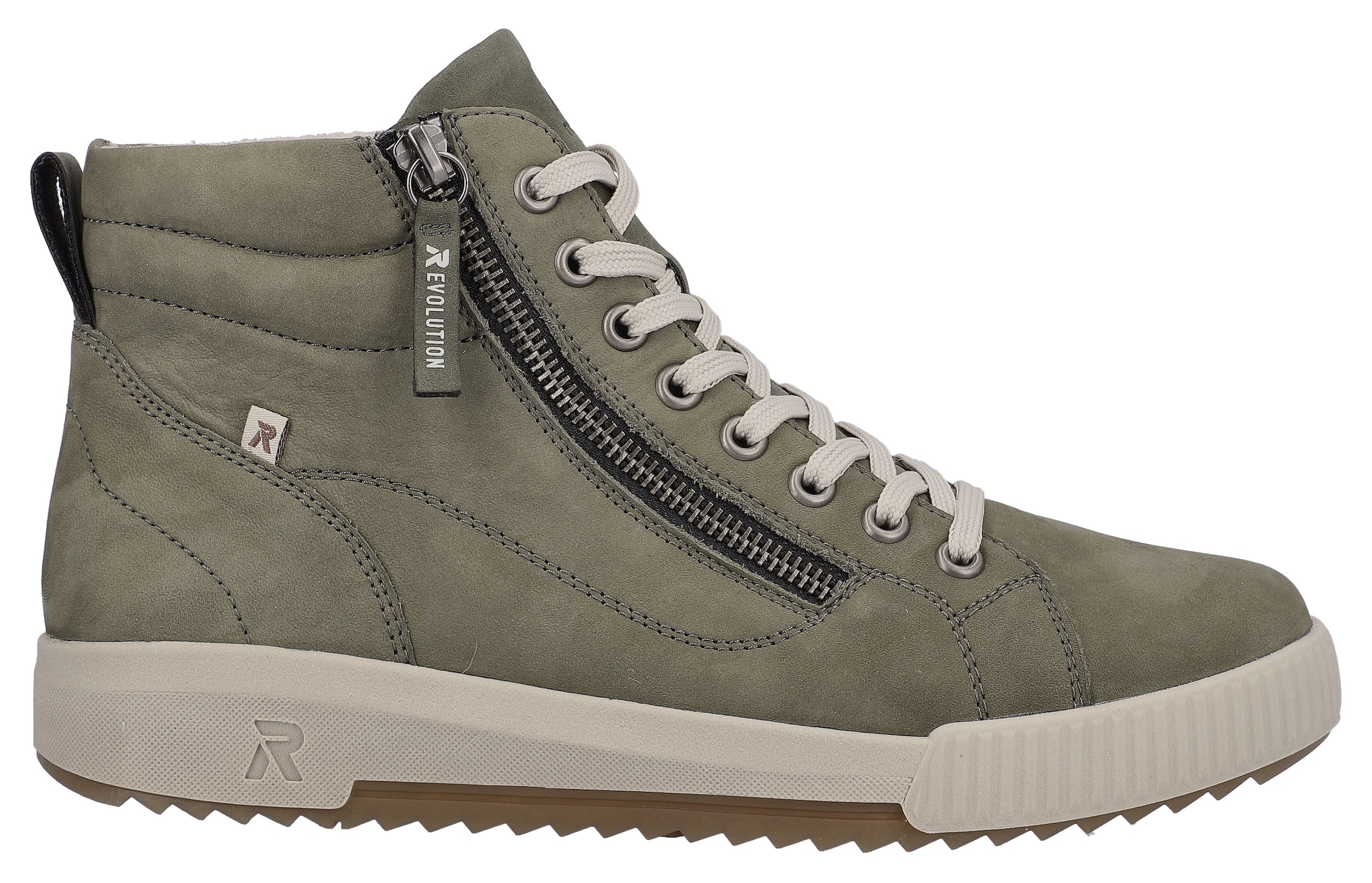 RIEKER Sport Schnürboots, Stiefelette, High Top Sneaker, Freizeitboots mit Reißverschluss