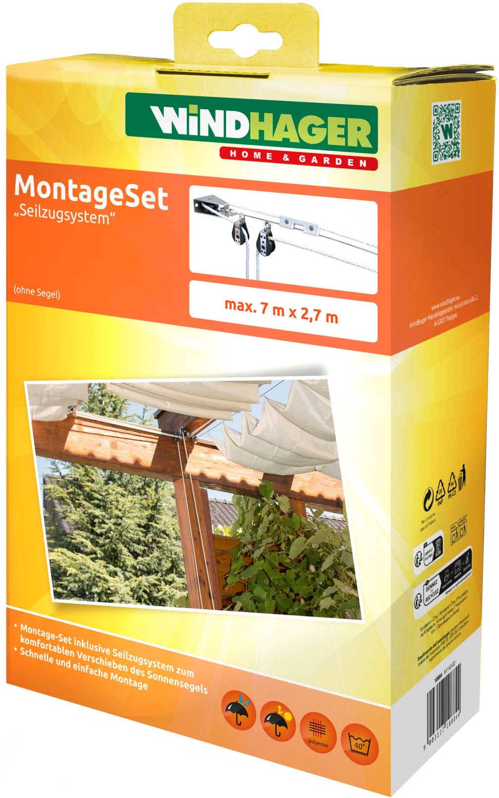 Windhager Seilspanngarnitur Seilzug-Set zum Spannen von Sonnensegeln