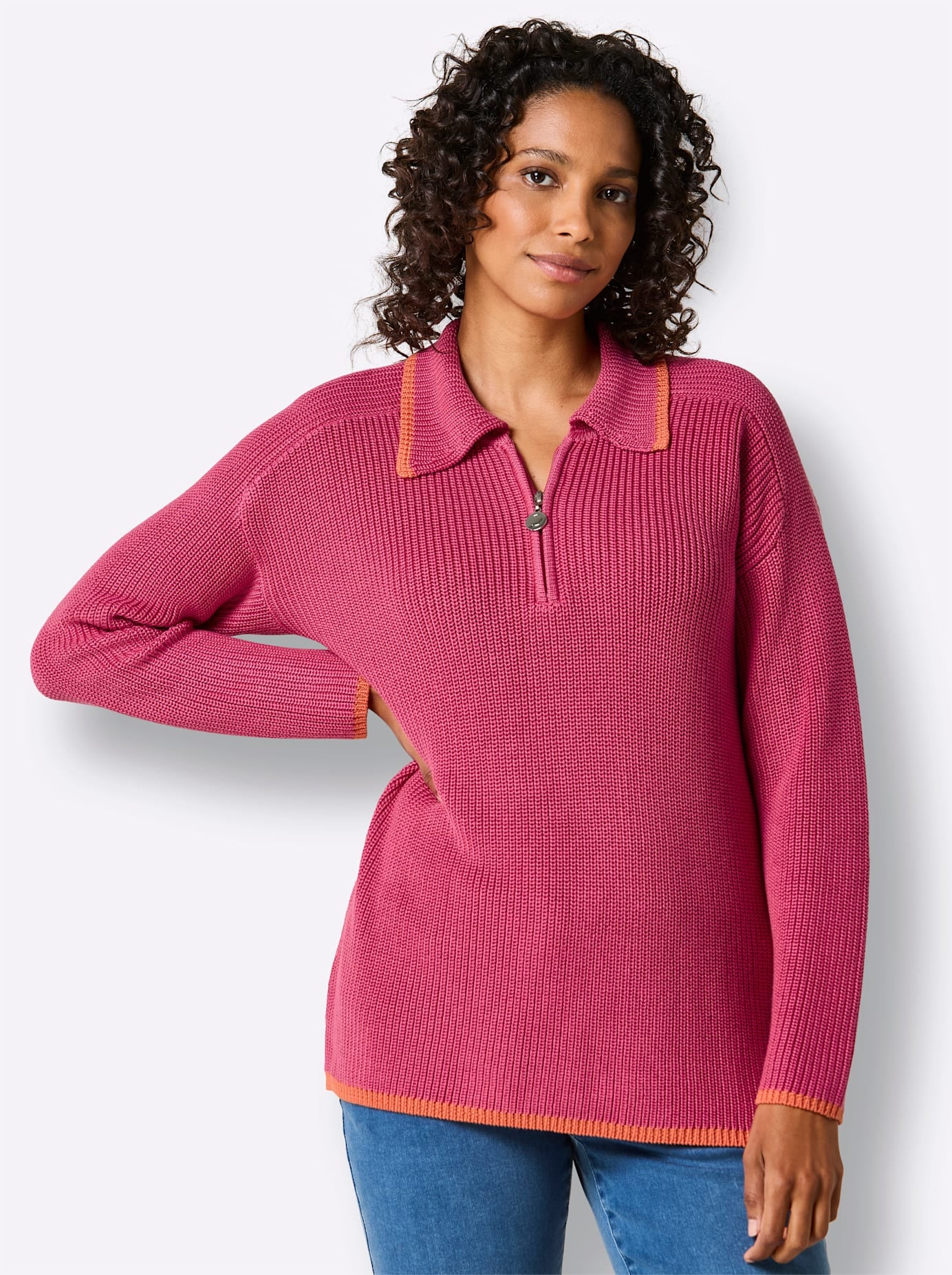 CREATION L PREMIUM Polokragenpullover "Lyocell-Baumwoll-Pullover"