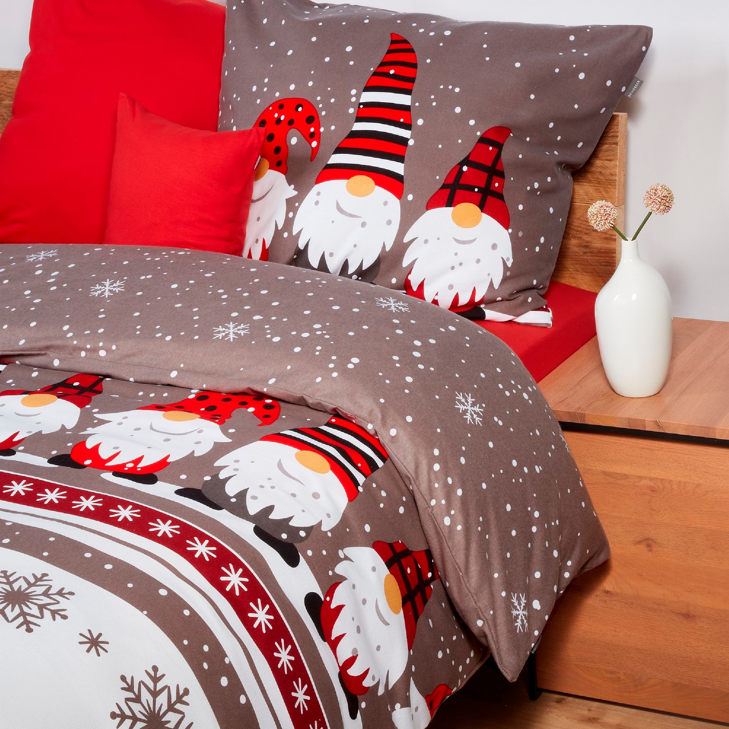 Schiesser Bettwäsche "Wichtel aus weicher Baumwolle mit coolem Winter-Print günstig online kaufen