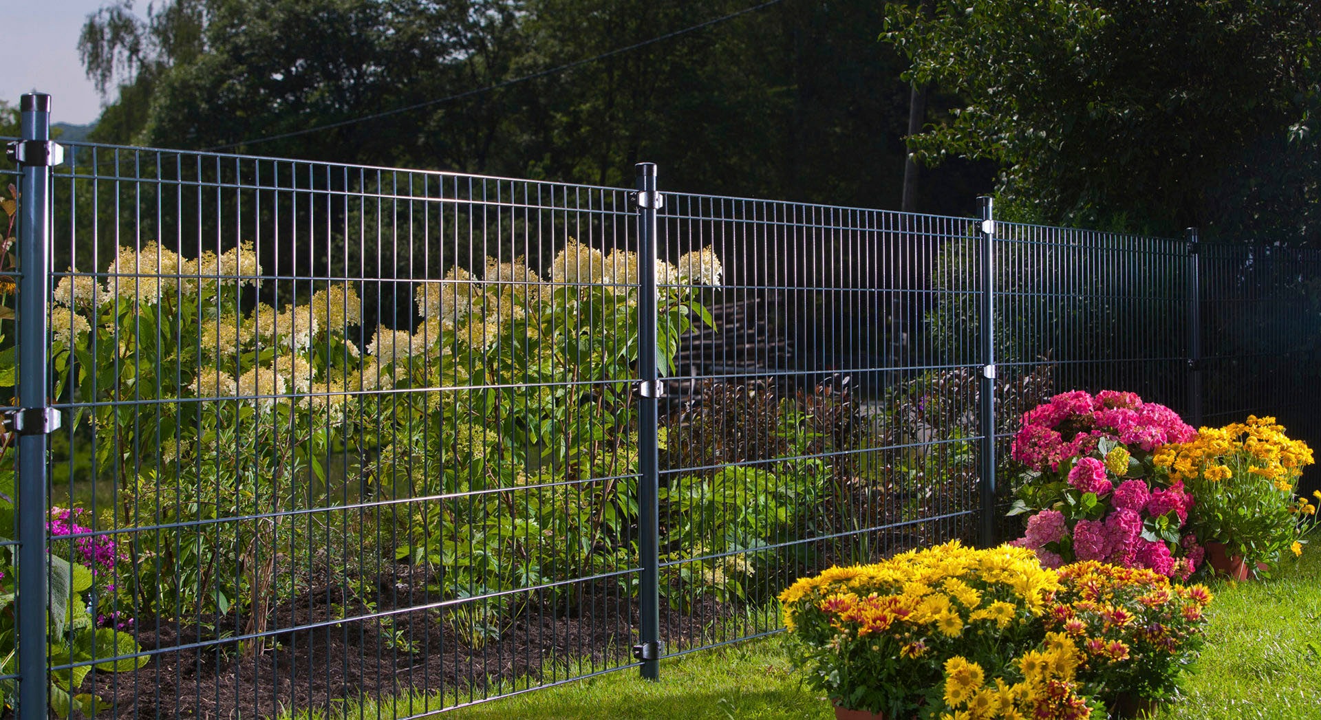 KRAUS Doppelstabmattenzaun »Dino-Pro DS-Z42«, anthrazit, 120 cm hoch, 5 Elemente für 10 m, 6 Pfosten