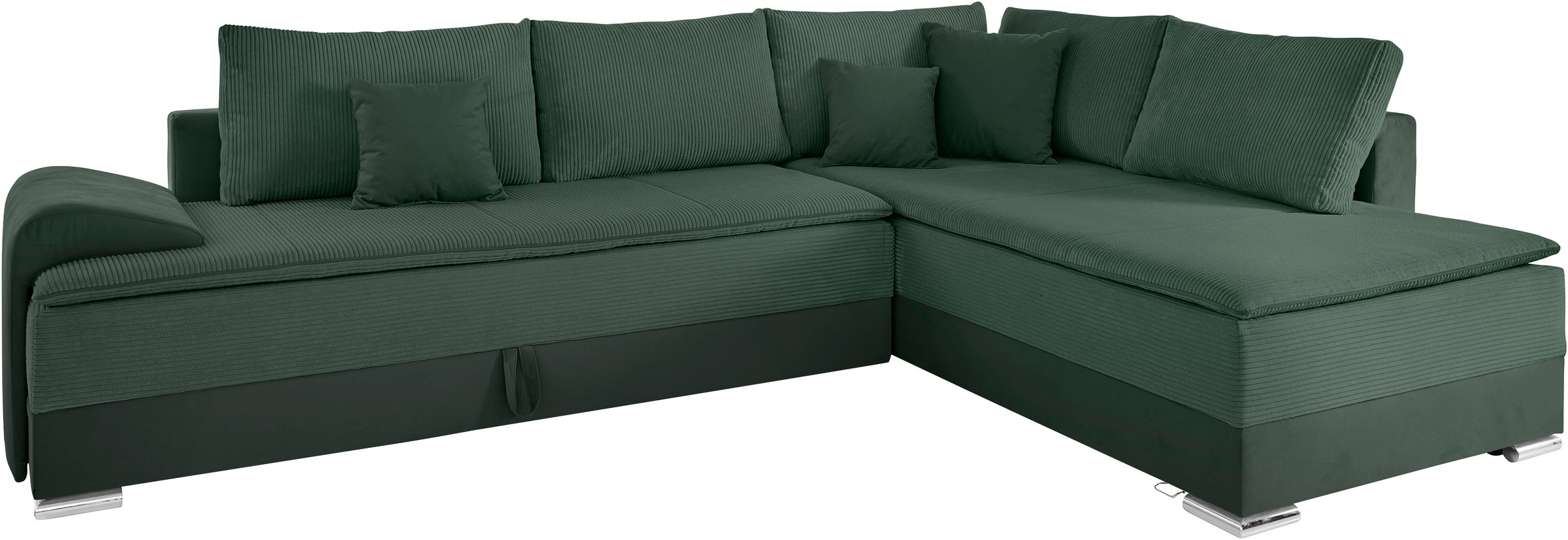 Ecksofa HOME AFFAIRE "Night & Day L-Form, B: 324 cm, mit Dauer-Schlaffunktion und Armlehne", grün (flaschengrün), B:324cm H:95cm T:218cm, Struktur ( 100% Polyester);Luxus-Microfaser (100% Polyester), Sofas, Ecksofa, inkl. Bettfunktion & Bettkasten, Boxspr 3