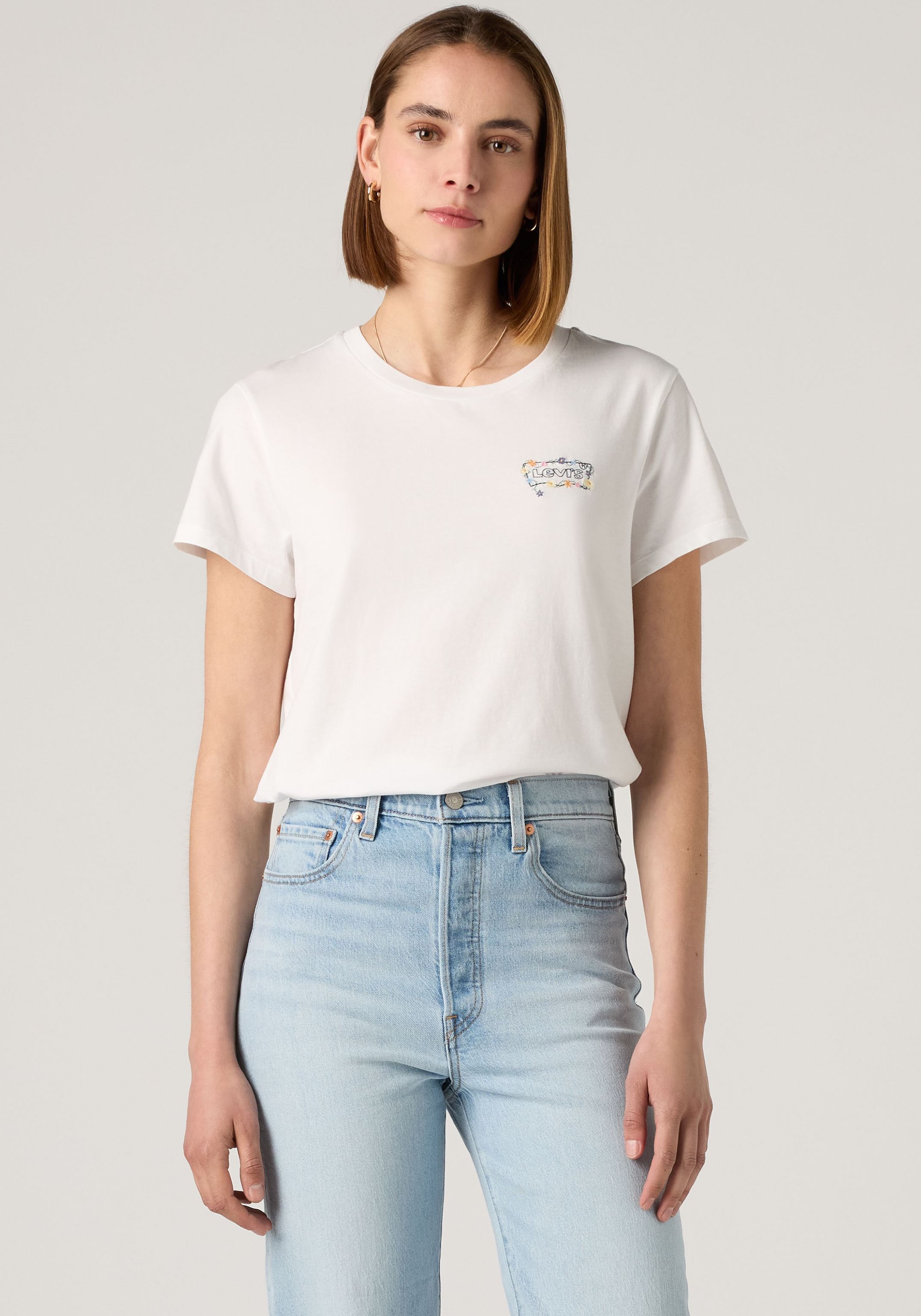 Levis Rundhalsshirt "THE PERFECT TEE" mit Logo im Metallic-Holo Print
